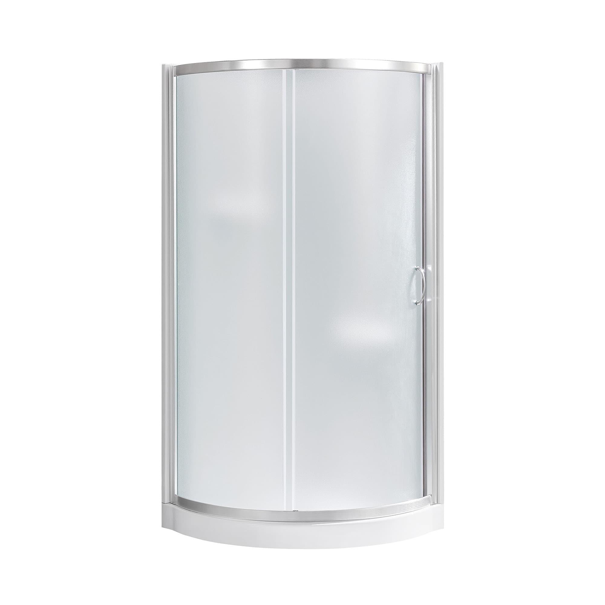 Ove Decors 15SKA-BREF34-SATAC OVE Decors Breeze 35 in. Round Shower Kit w/ Frosted, Base, Wall