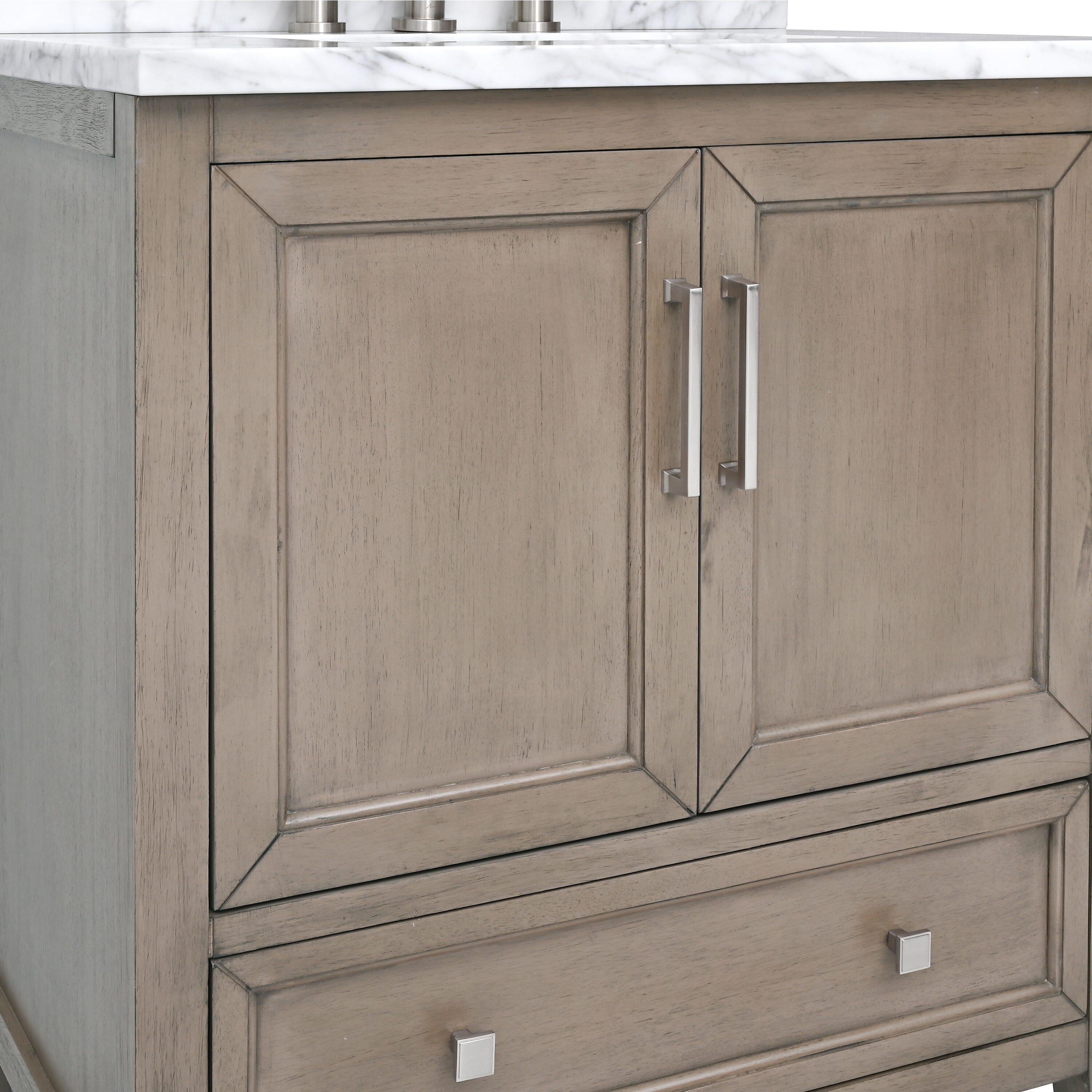 Gray Oak 25" Single Vanity with Carrara White Marble Top