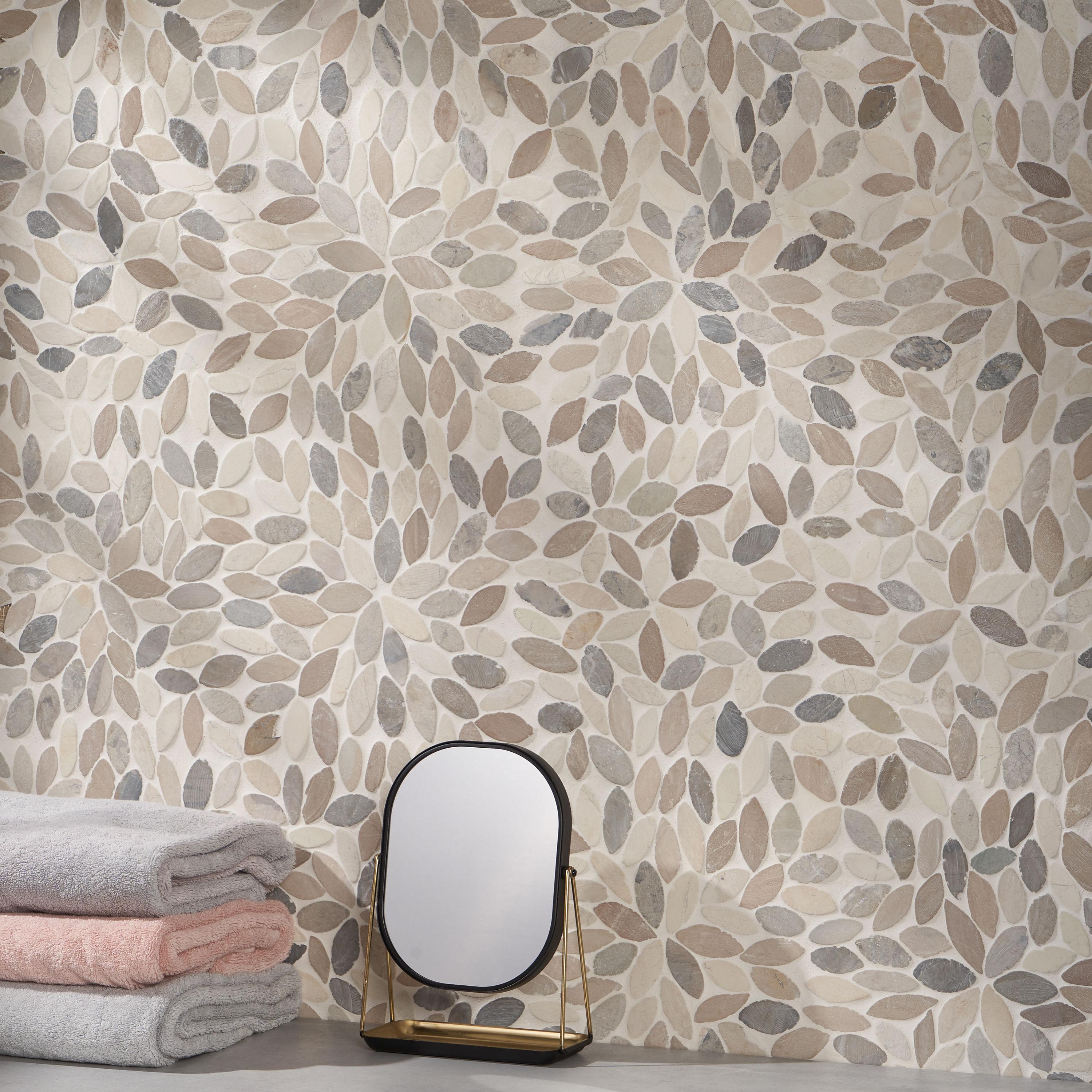 Picturesque Flower 11.81 in. x 11.81 in. Natural Stone Floor and Wall Mosaic Tile (0.97 Sq. Ft. / Each)