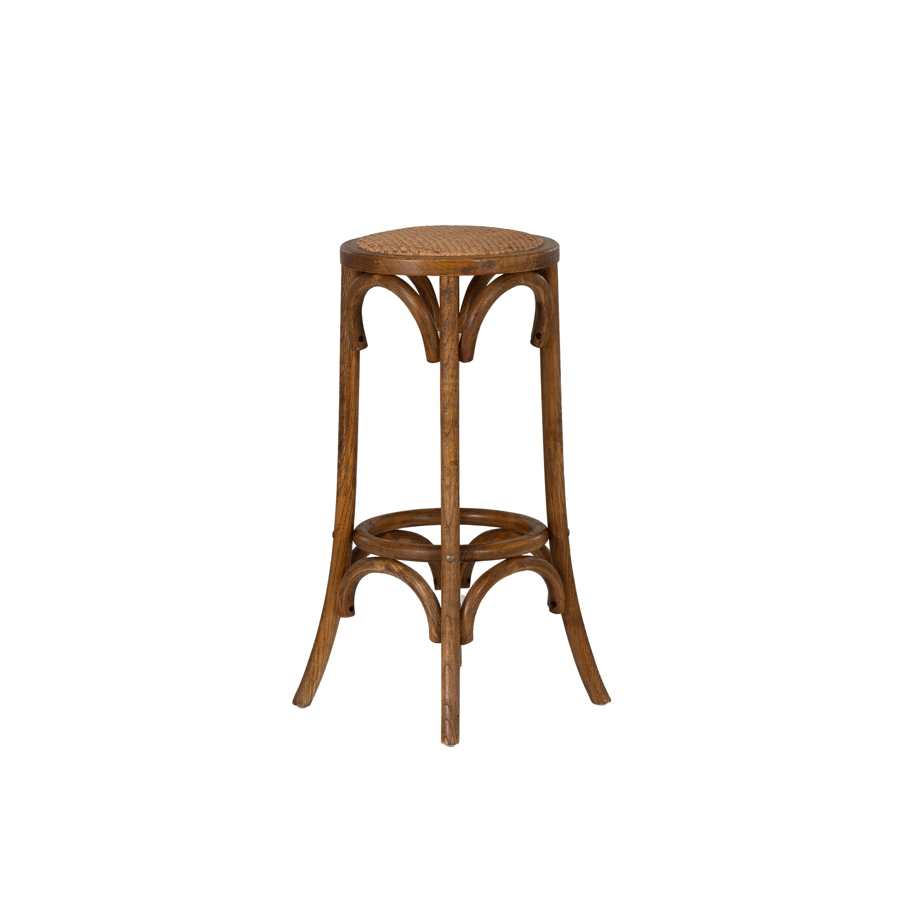 Dovecove Fredericksburg Round Rattan Seat Counter Stool with Solid Wood Frame