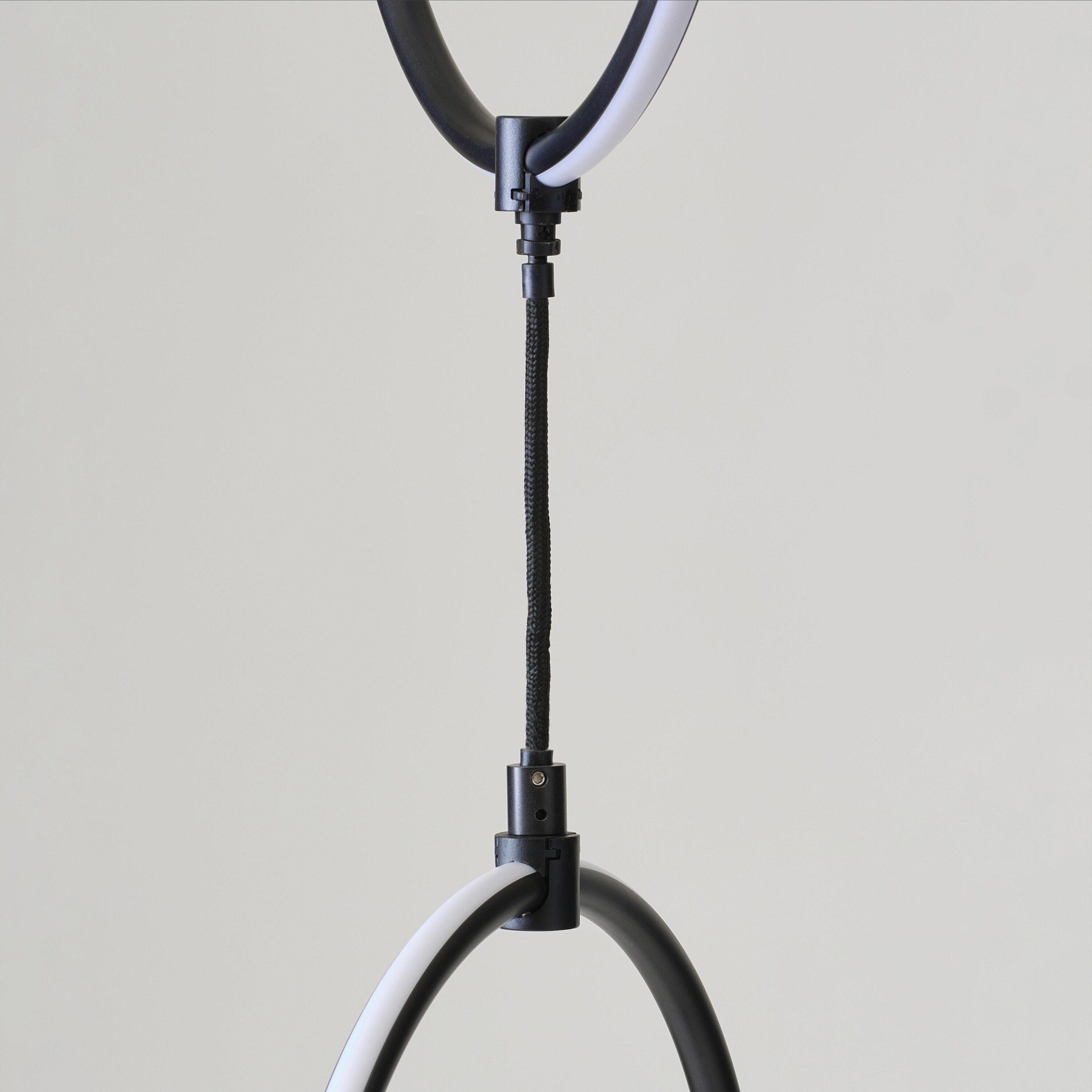 Brightech Nova 74 in. Novelty Industrial 3-Hanging Ring Light LED Standing Floor Lamp with Built-In Color Options