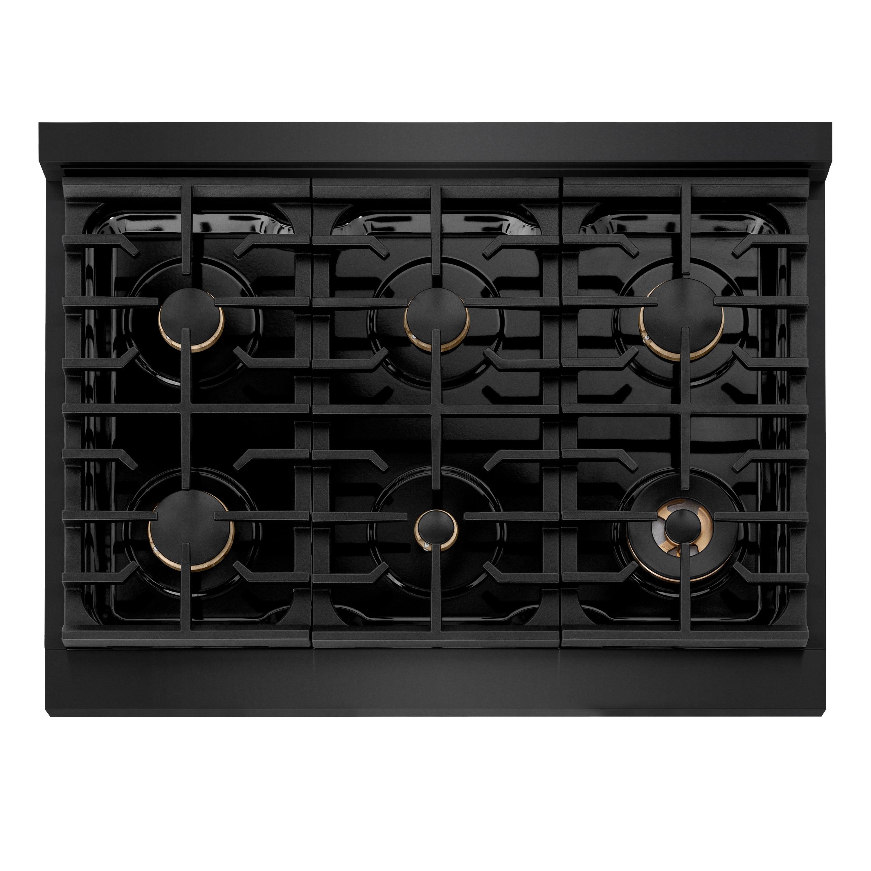 ZLINE Autograph 36" Paramount Dual Fuel Black Stainless Range w/ Bronze Accents