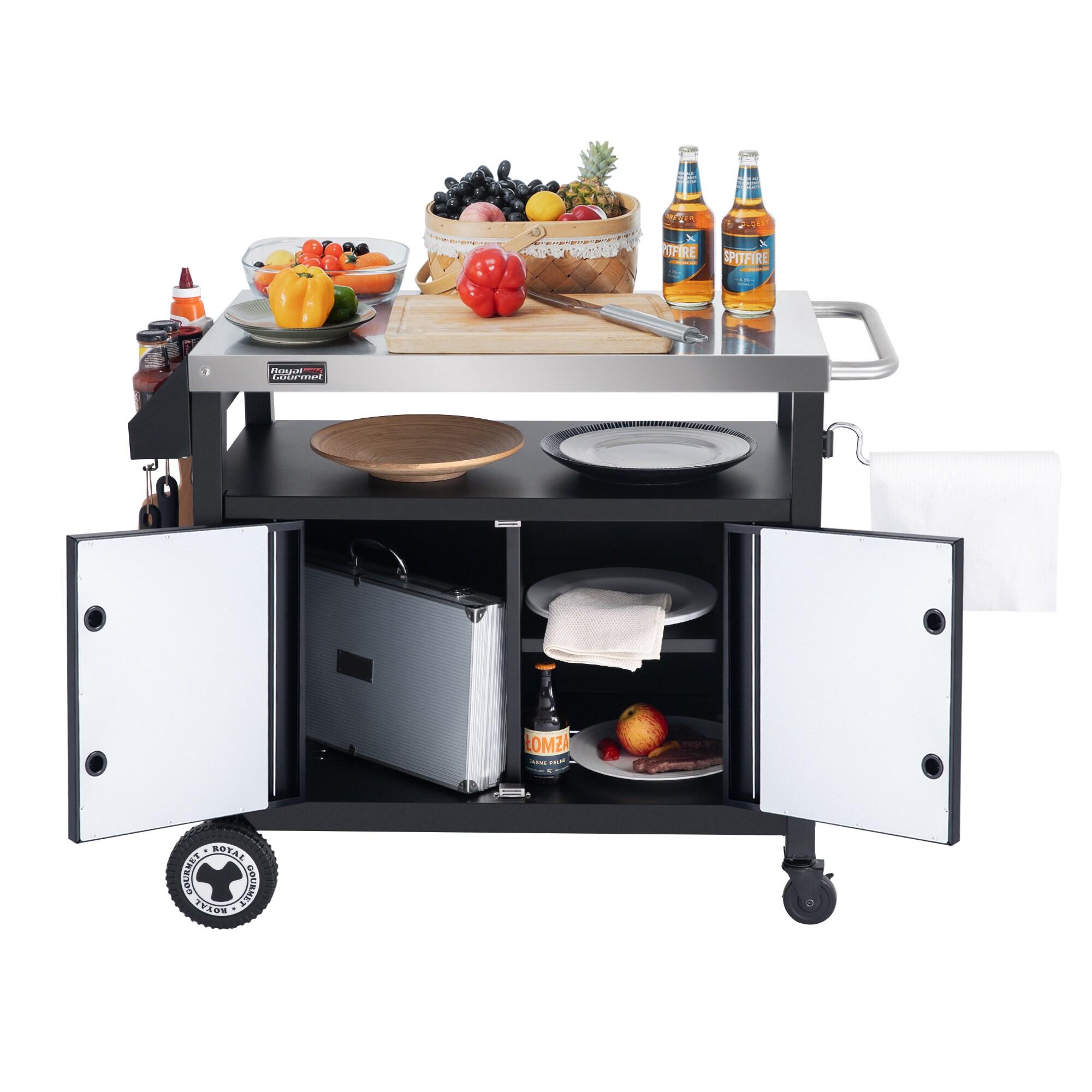 Royal Gourmet PC3403S Movable Kitchen Island Cart, Outdoor Grill Table, Grill Prep Table with Storage