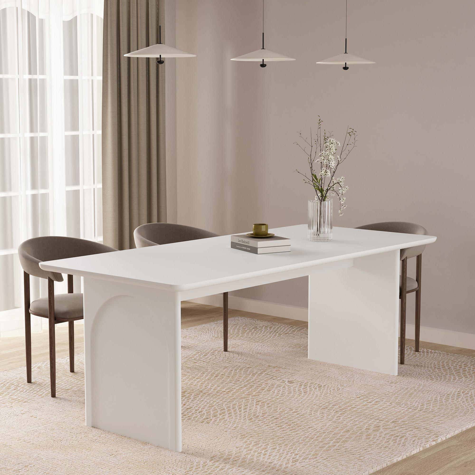 Ella 78.7" Dining Table in White made from Engineered Wood
