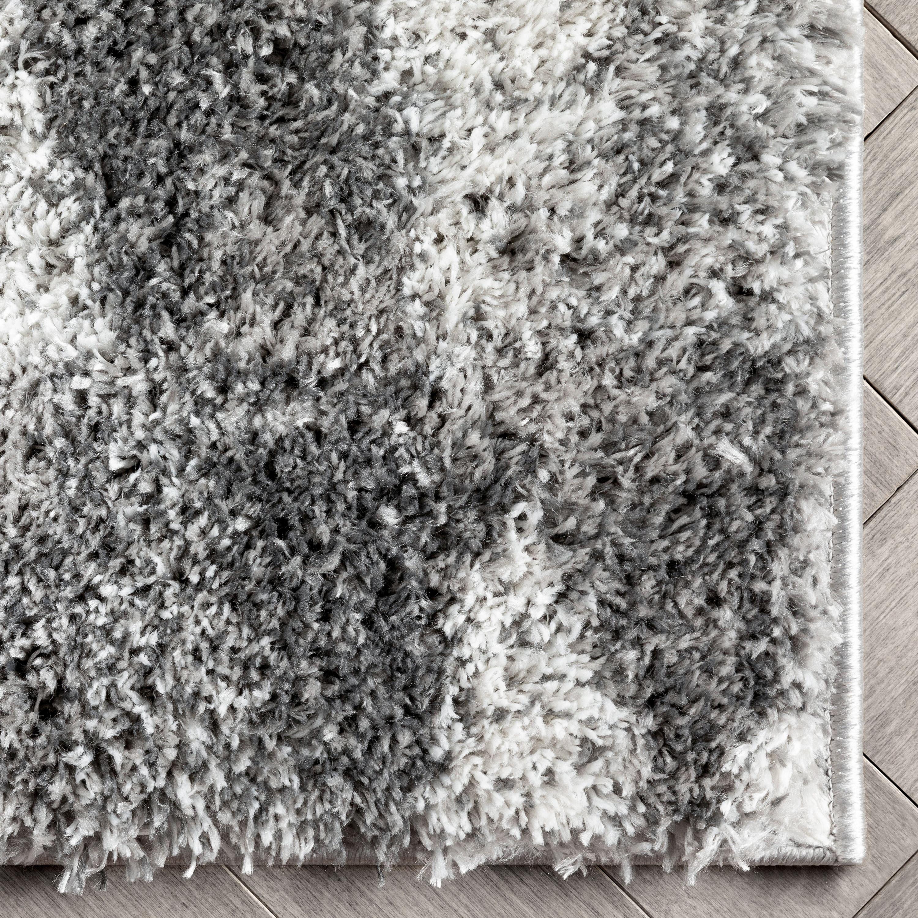 Union Rustic Mareco Geometric Moroccan Shag Grey Area Rug