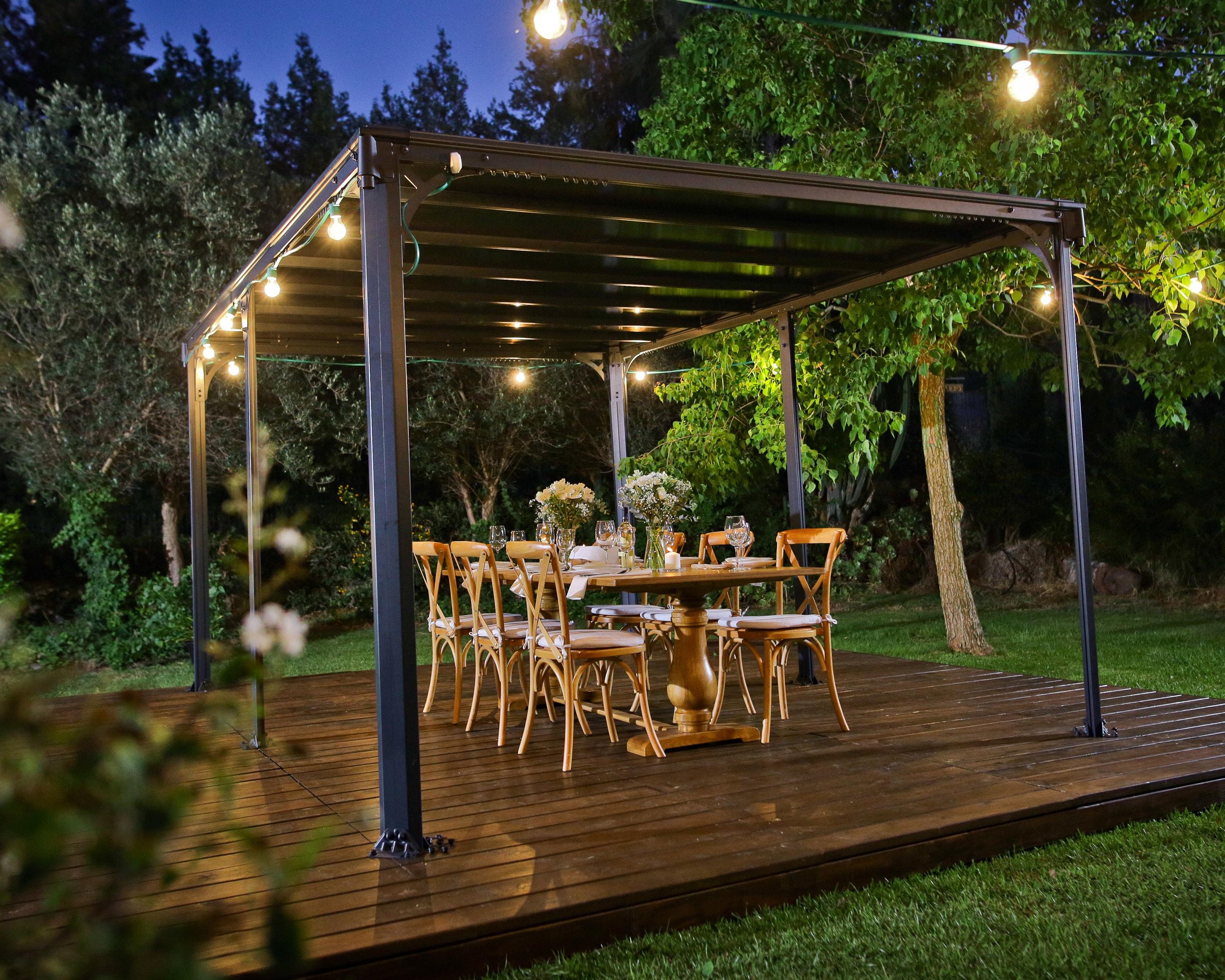 Palram - Canopia Milano 4300 10' x 14' Polycarbonate/Aluminum Gazebo - Gray/Bronze