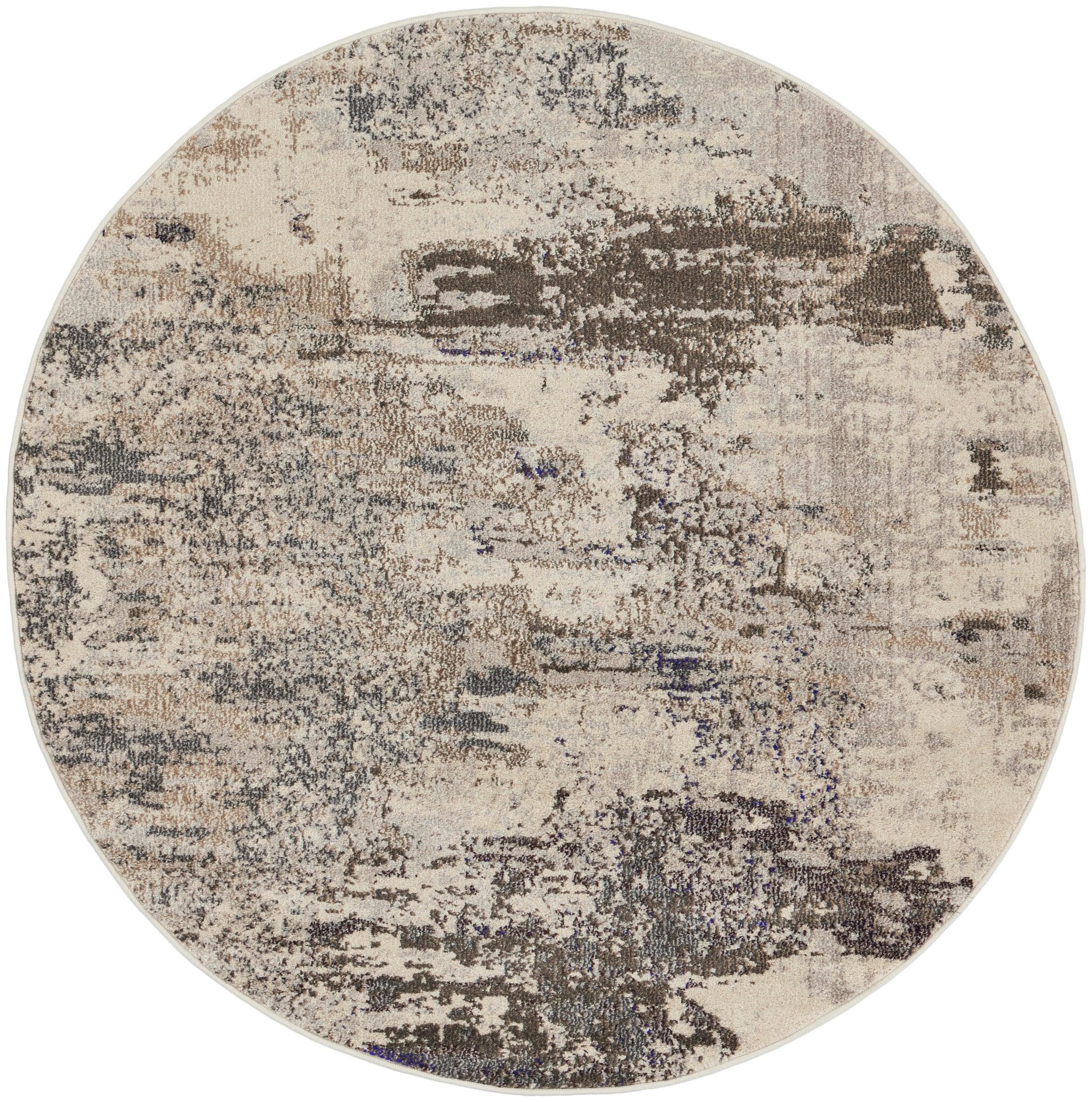 Nourison Celestial CES02 7'10" Round Ivory/Grey Area Rug