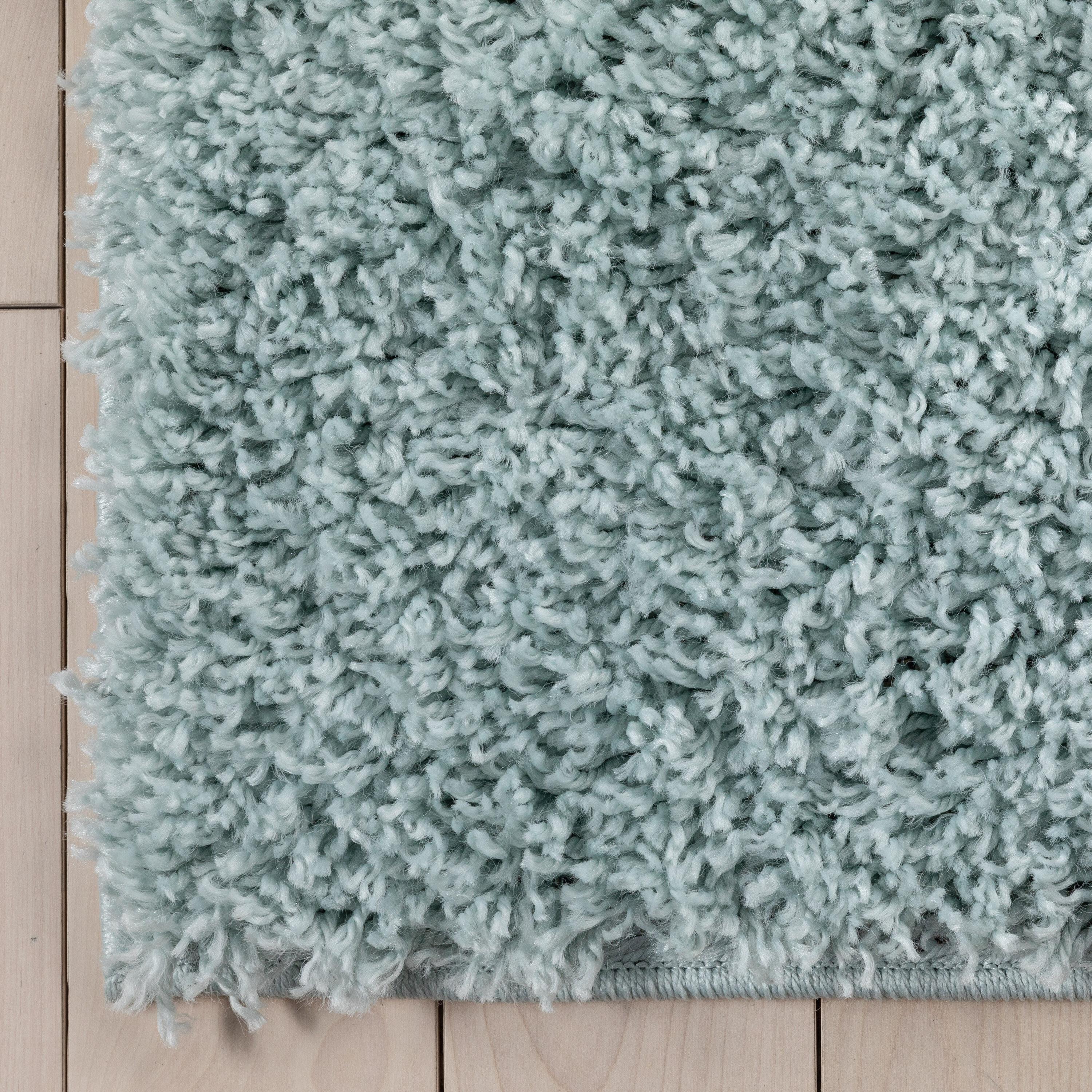 Papastamelos Basics Emerson Plain Textured Seafoam Green Shag Area Rug