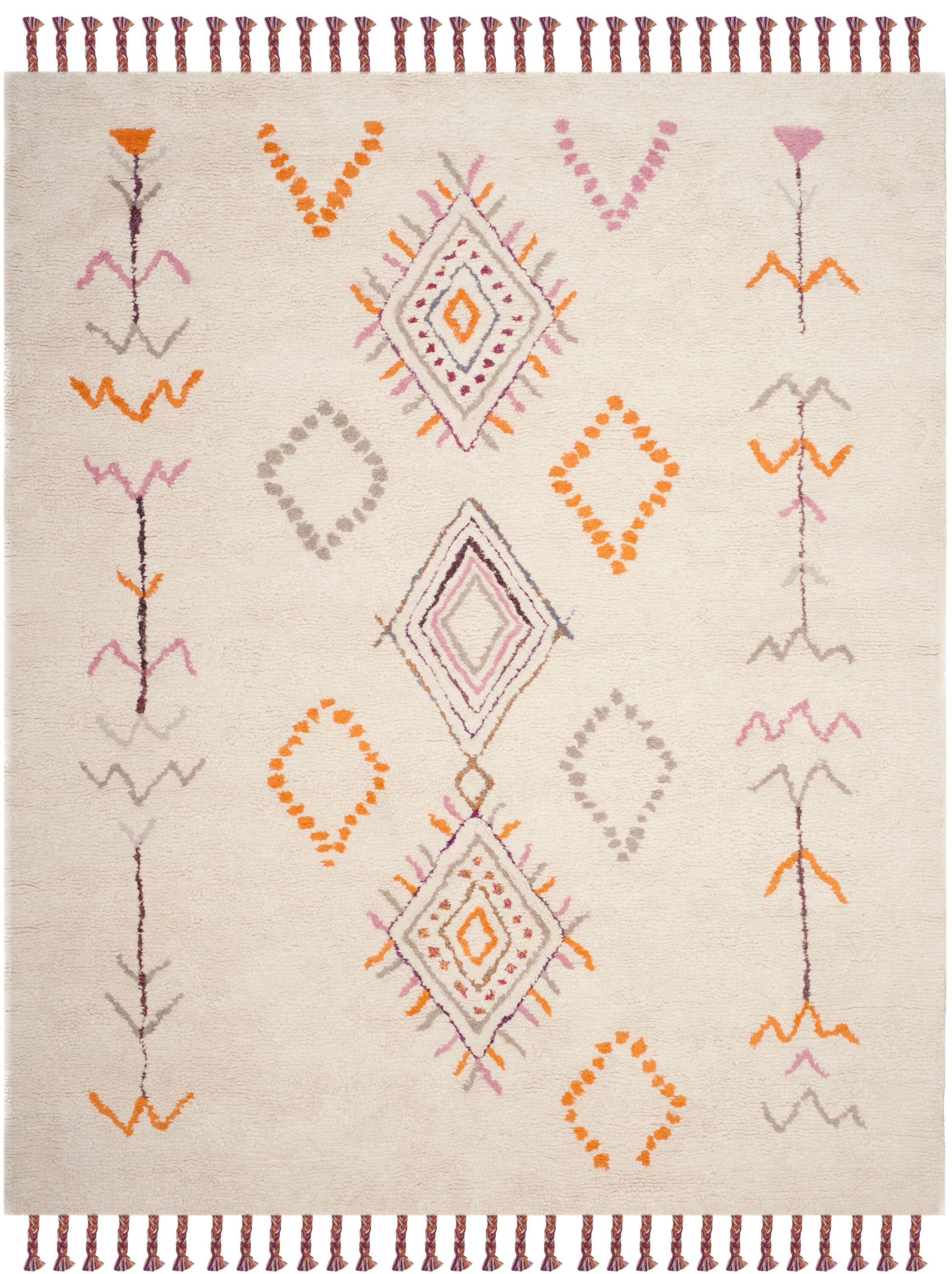 SAFAVIEH Casablanca Tiana Southwestern Shag Area Rug, Ivory/Multi, 8' x 10'