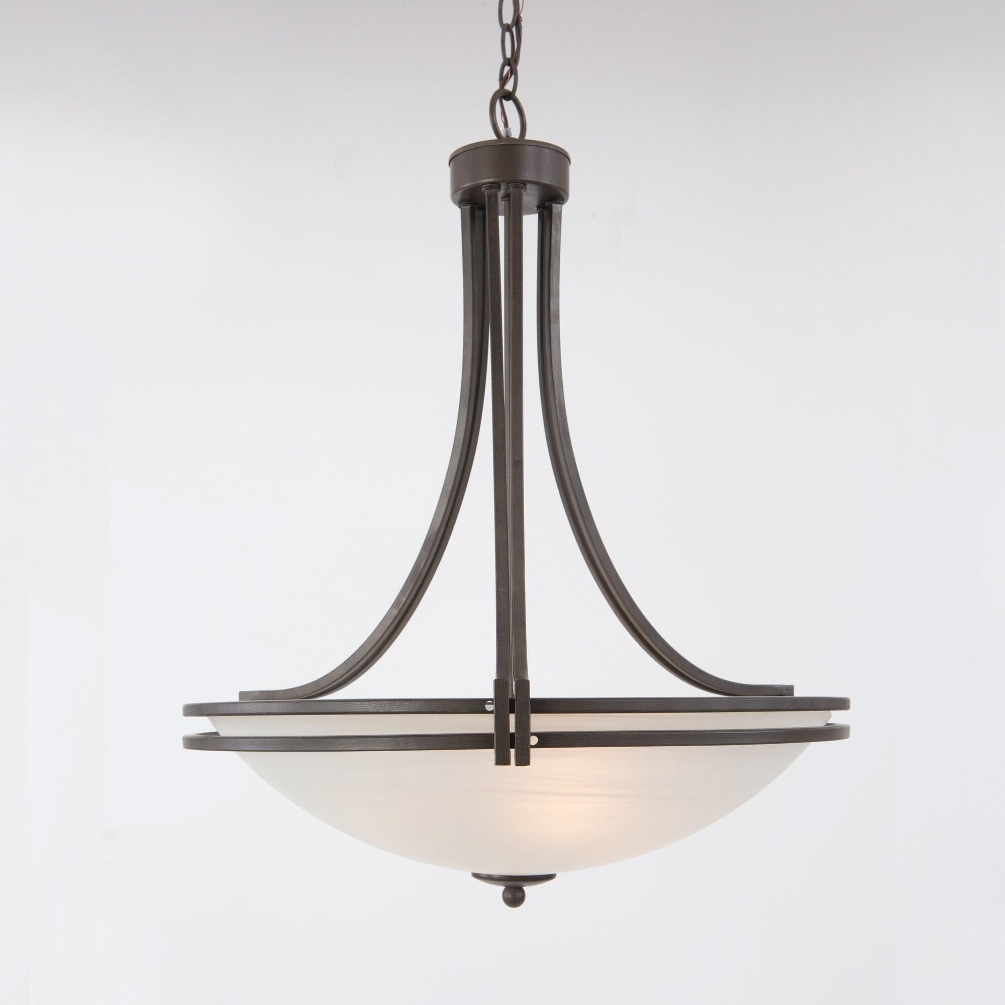 Sequoia Contemporary Brown Steel 4-Light Pendant with Alabaster Glass