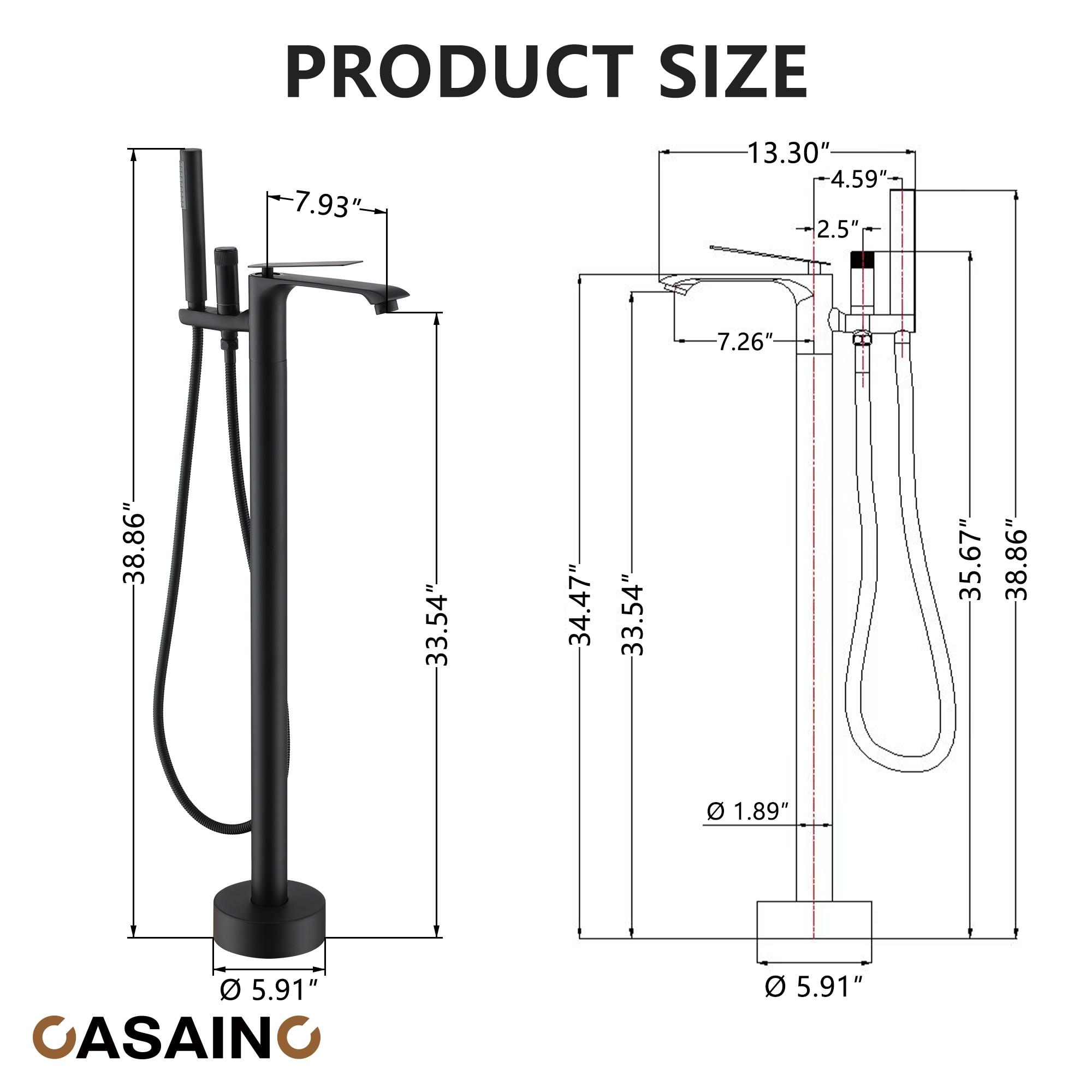 Single Handle Free Standing Bathtub Faucet with Diverter and Handshower