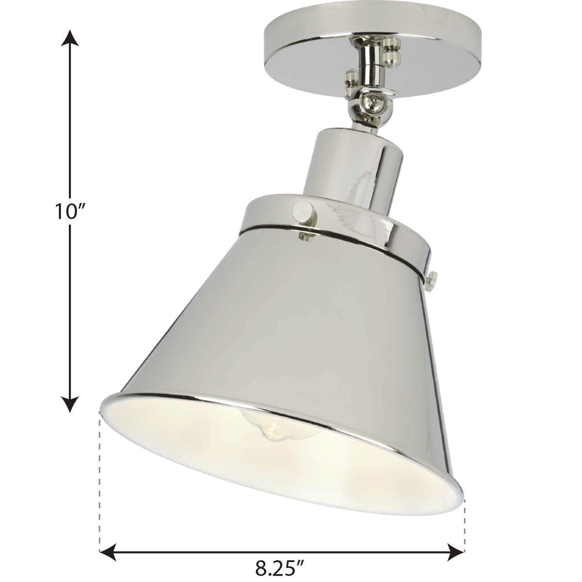 Progress Lighting Hinton 1-Light Semi-Flush Mount Ceiling Light, Polished Nickel, Metal Shade