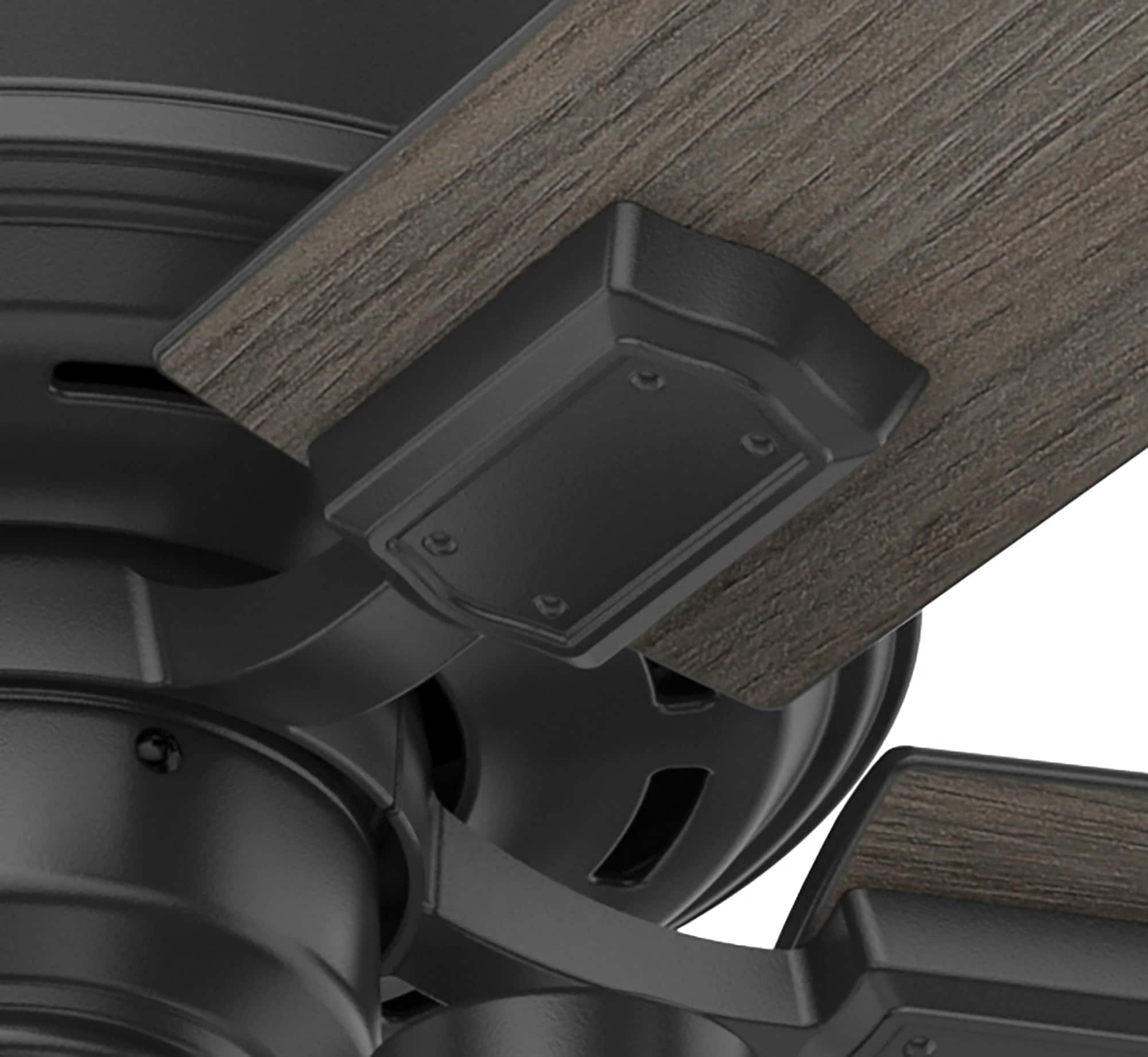 Hunter - Hartland Indoor Ceiling Fan With Light, 52-inch, Matte Black, Casual-style, 3-speed WhisperWind Motor, 51745, for living rooms, bedrooms, home offices, kitchens