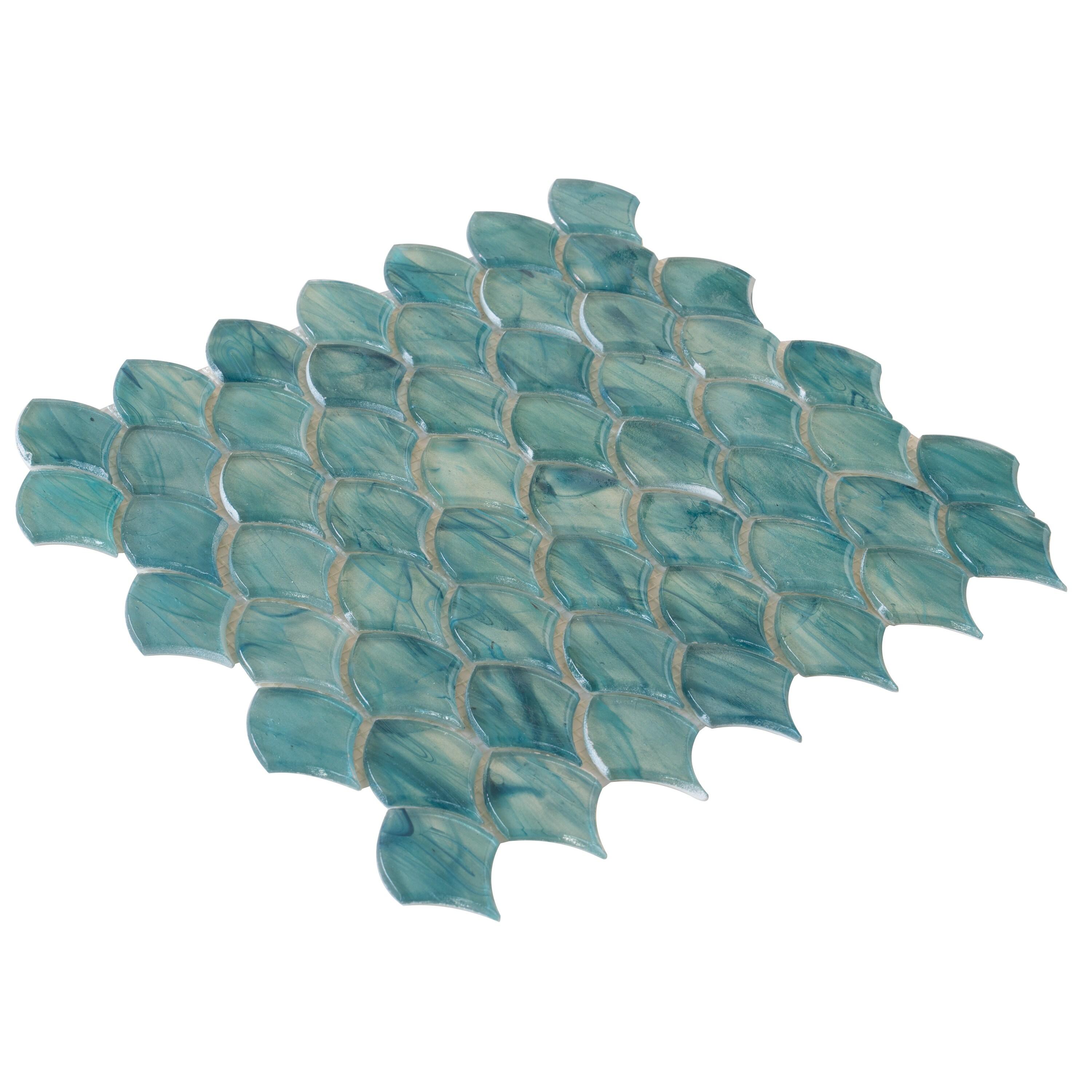 Majeste 0.5" x 2" Glass Fish Scale Mosaic Wall & Floor Tile
