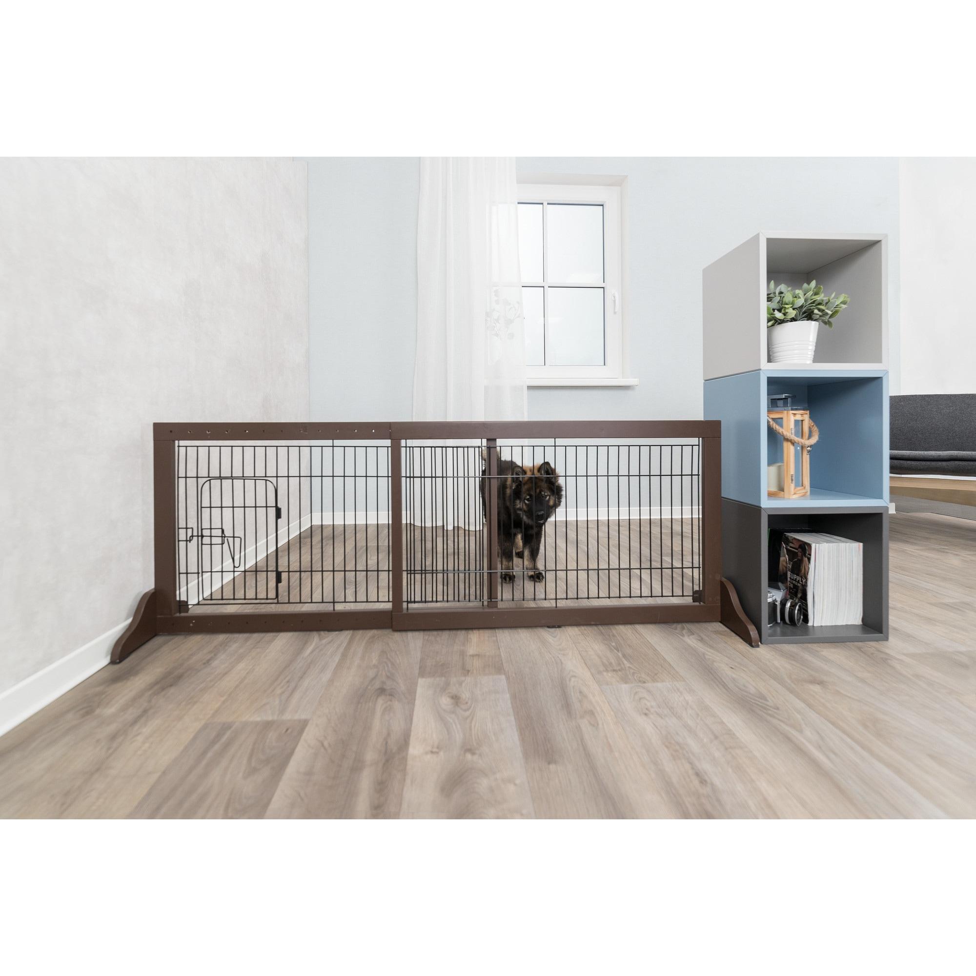 TRIXIE TRIXIE Freestanding Pet Gate with Pet Door, Adjustable Width, 22.5 in Height