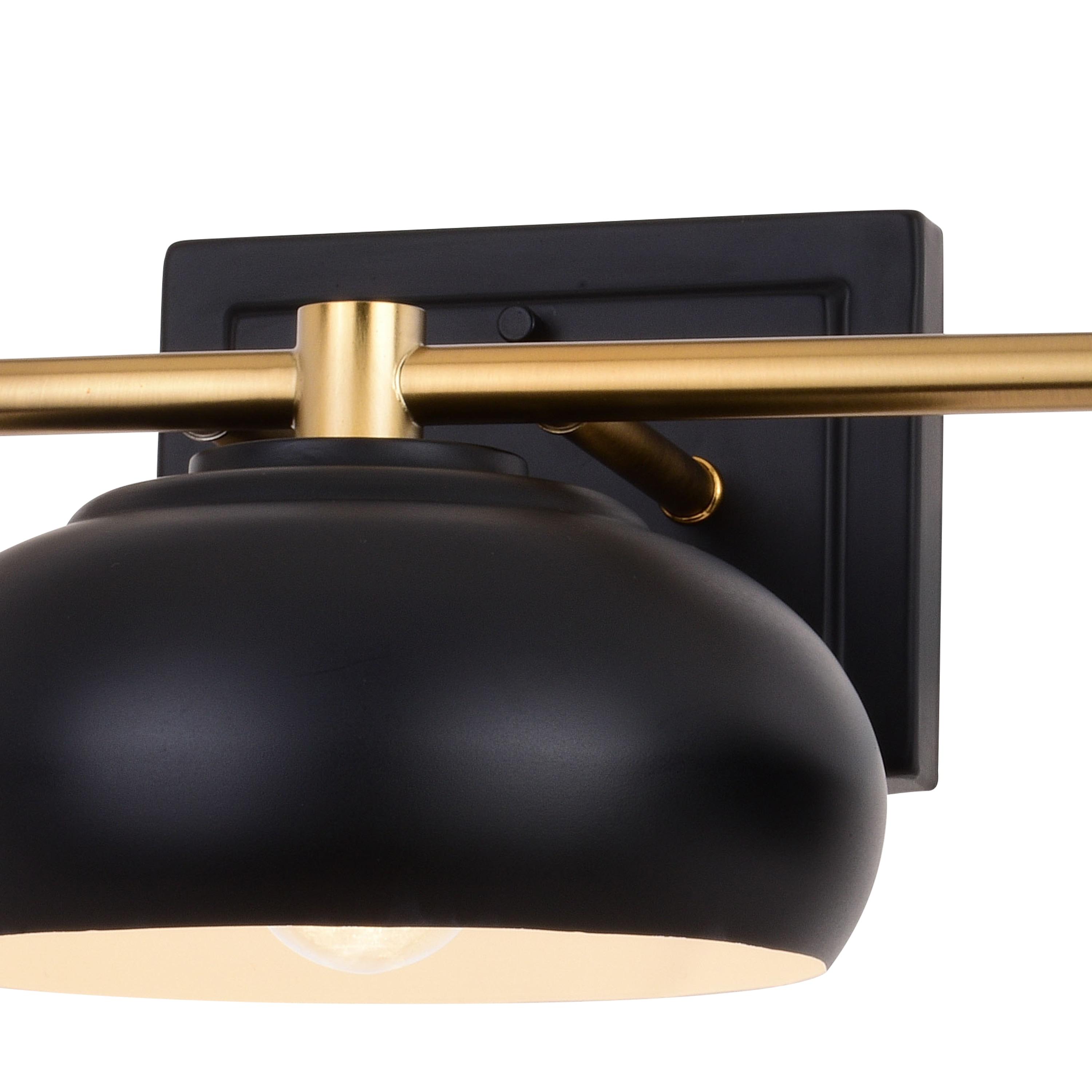 Belmont 3 Light Black and Brass Mid Century Modern Dome Bathroom Vanity Fixture