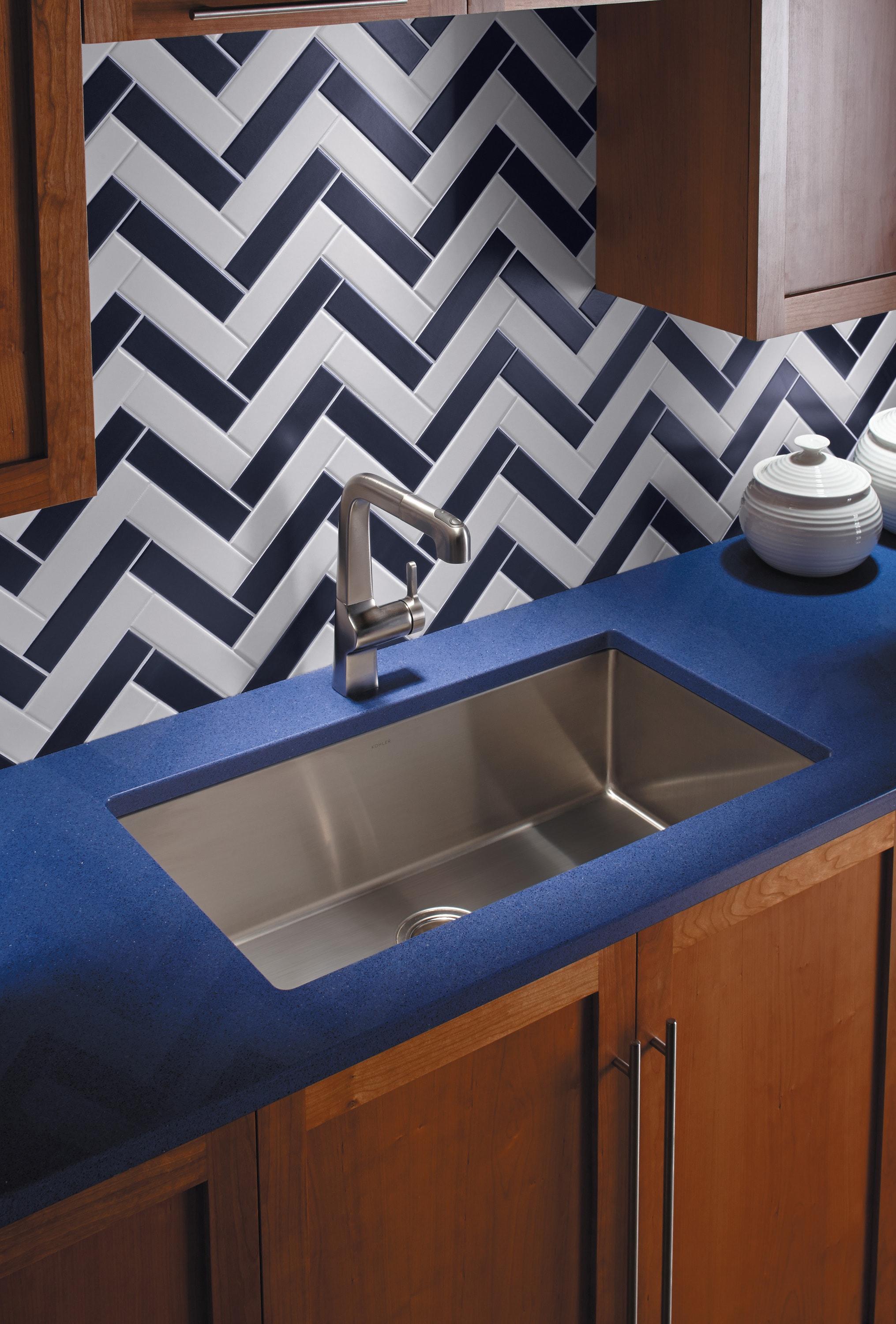 Strive 32" L x 18-1/4" W x 9-5/16" Under-Mount Double-Equal Kitchen Sink with Basin Rack