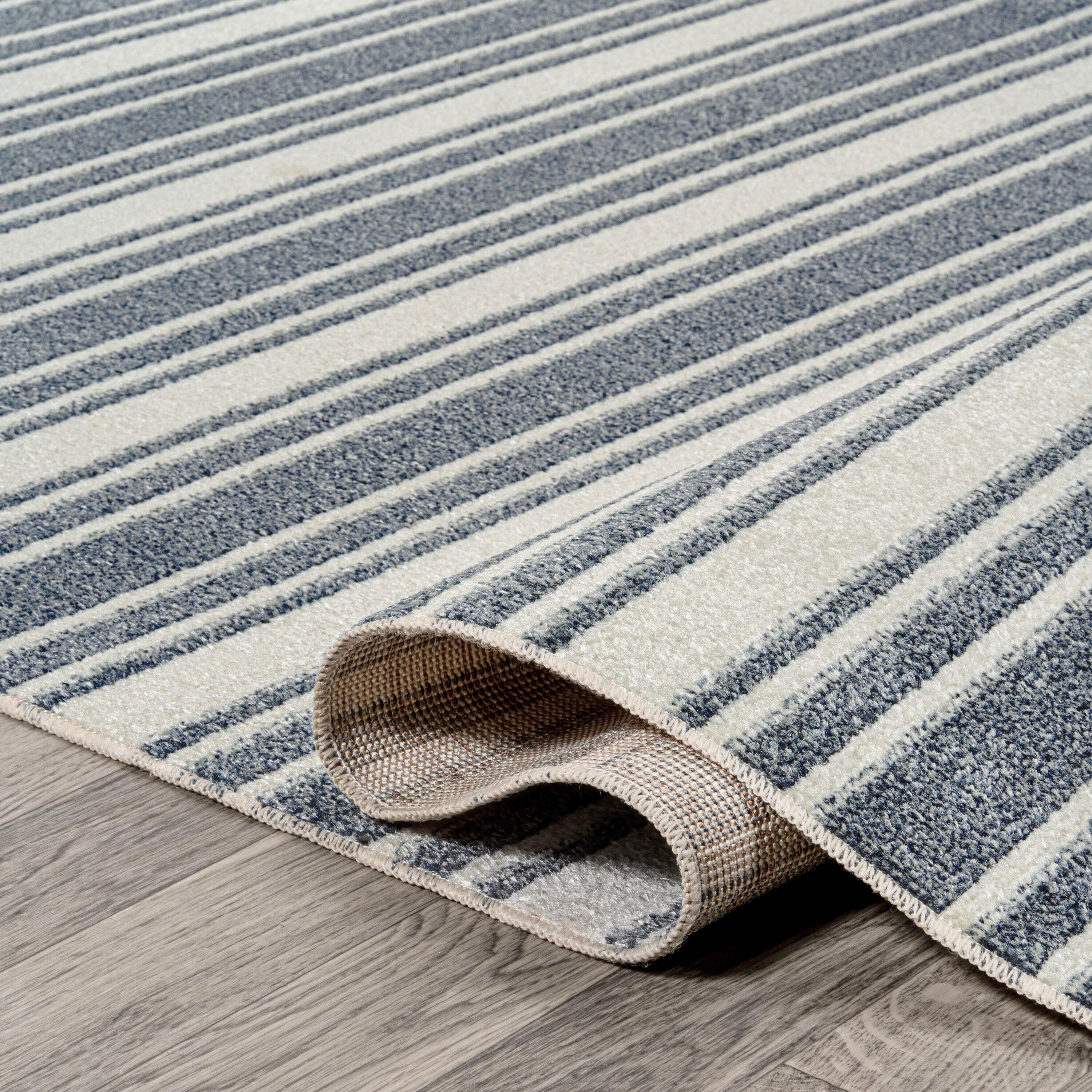 JONATHAN Y Fawning Two-Tone Striped Classic Low-Pile Machine-Washable Cream/Dark Gray 8 ft. x 10 ft. Area Rug