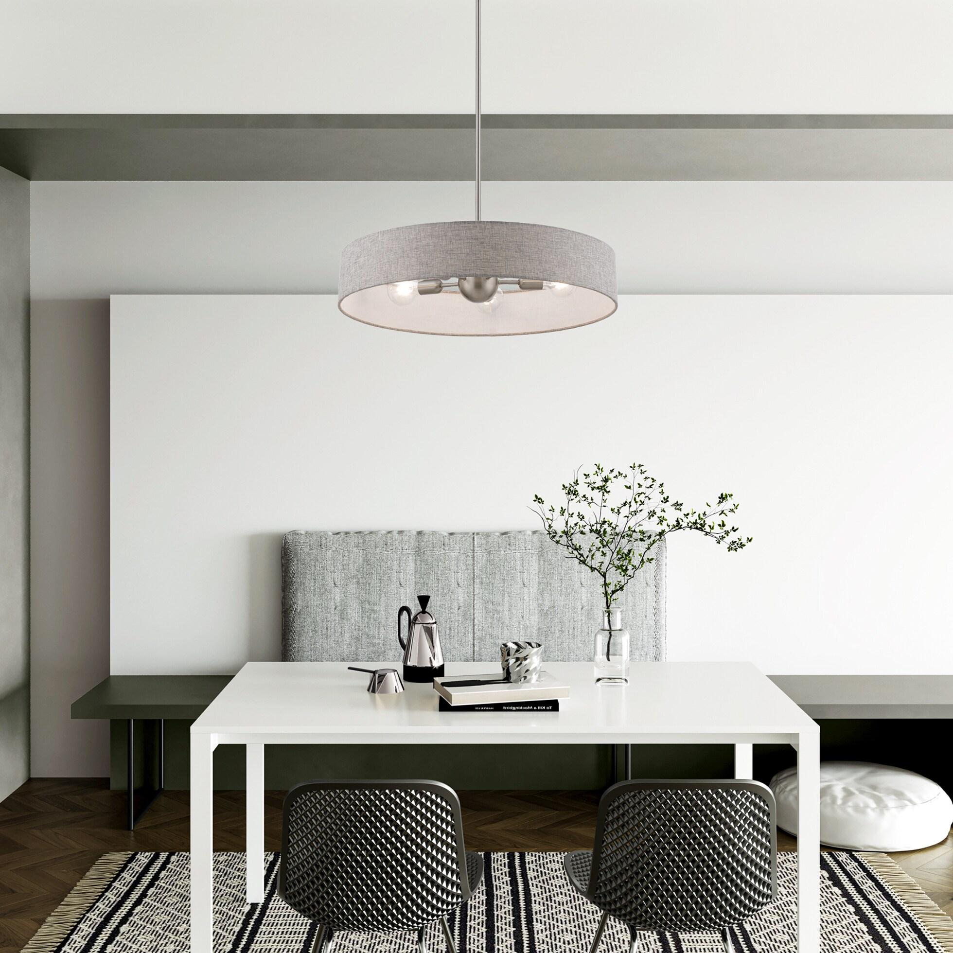 Livex Lighting Elmhurst 5 - Light Pendant in Brushed Nickel/Shiny White