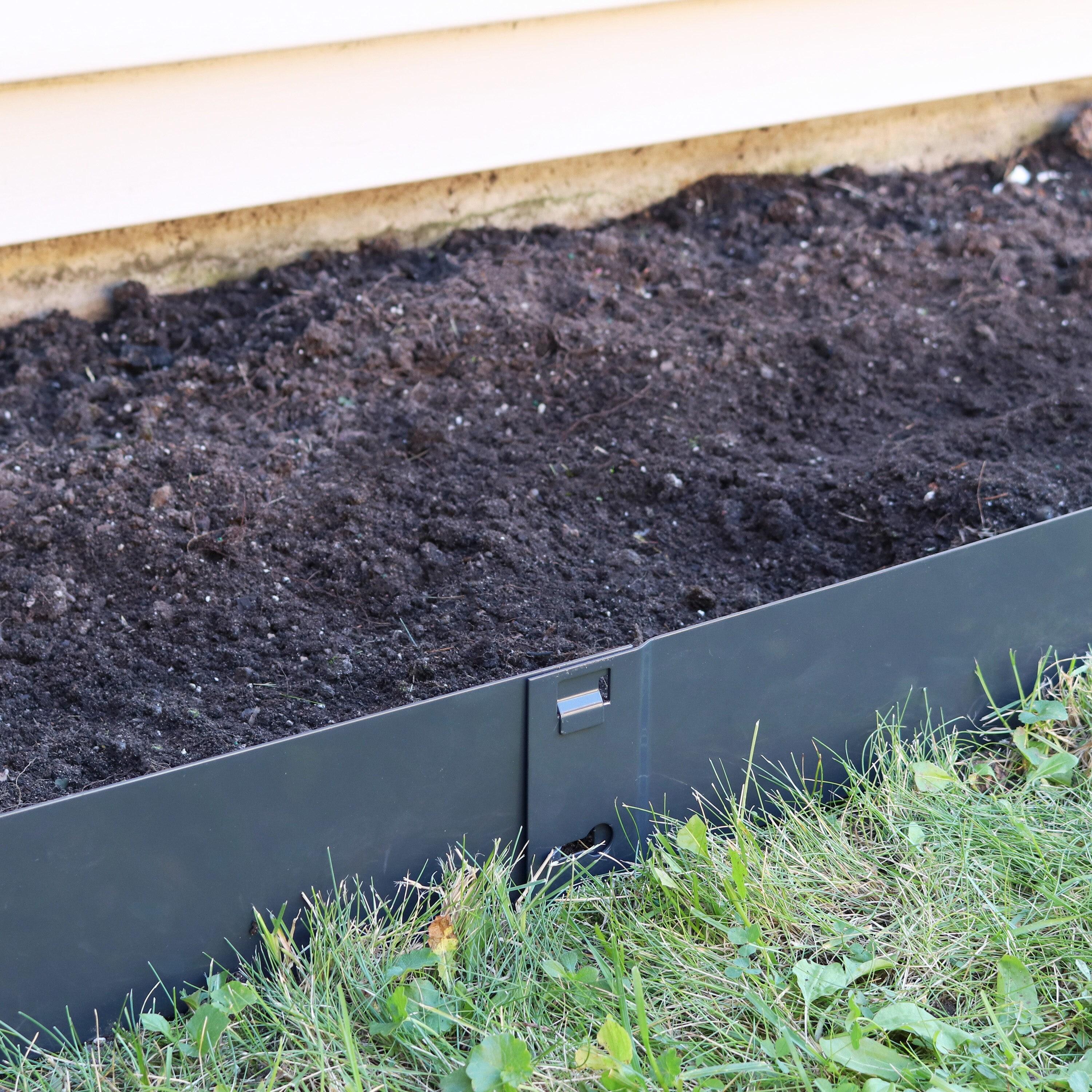 Sunnydaze Outdoor Lawn and Garden Heavy-Duty Steel Metal Flexible Landscape Edging Borders - 16' - Gray - 5pk