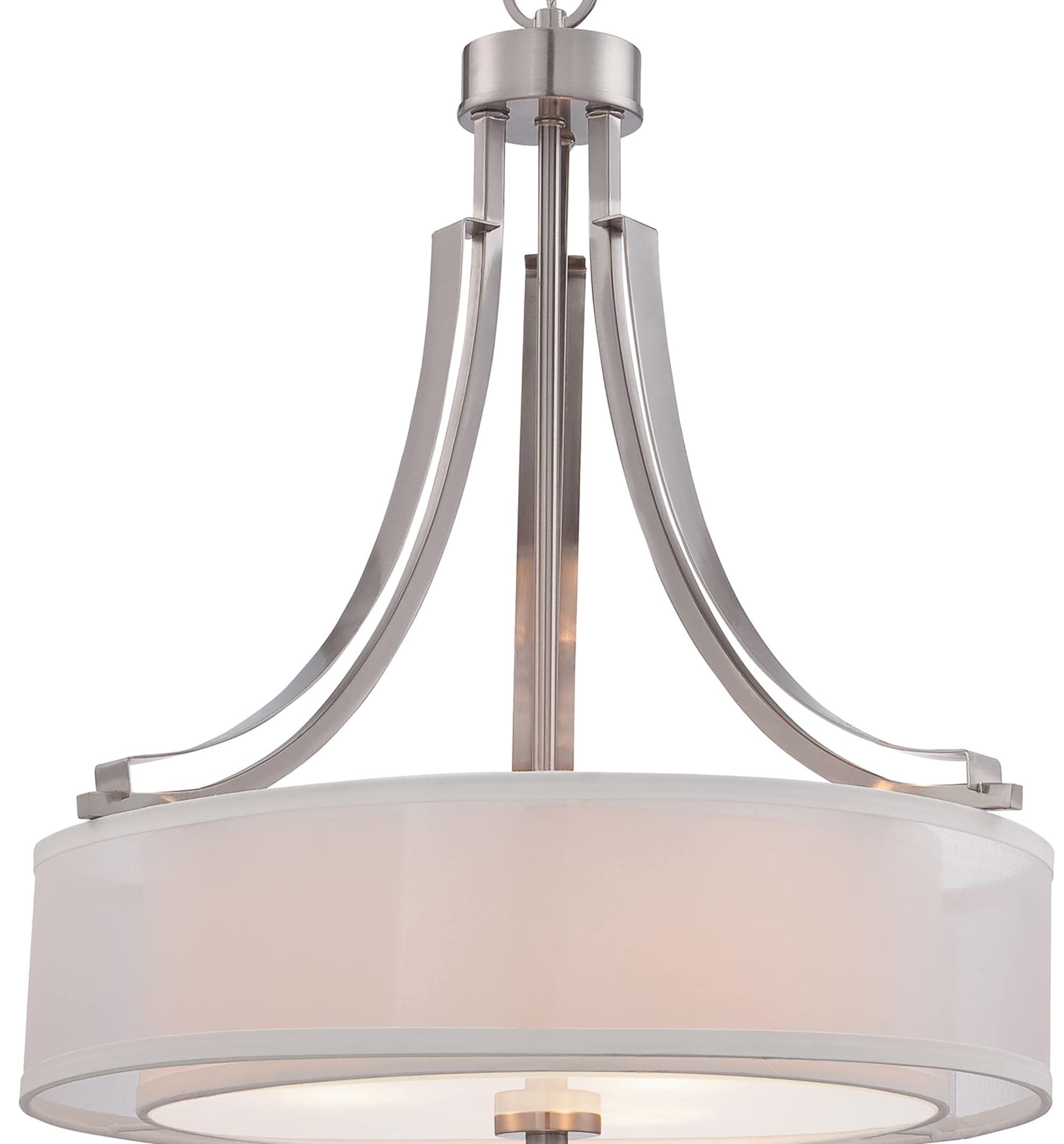 Pendant 3 Light Translucent Sliver Linen in Transitional Style 23.5 inches Tall By 20.5 inches Wide-Brushed Nickel Finish Bailey Street Home