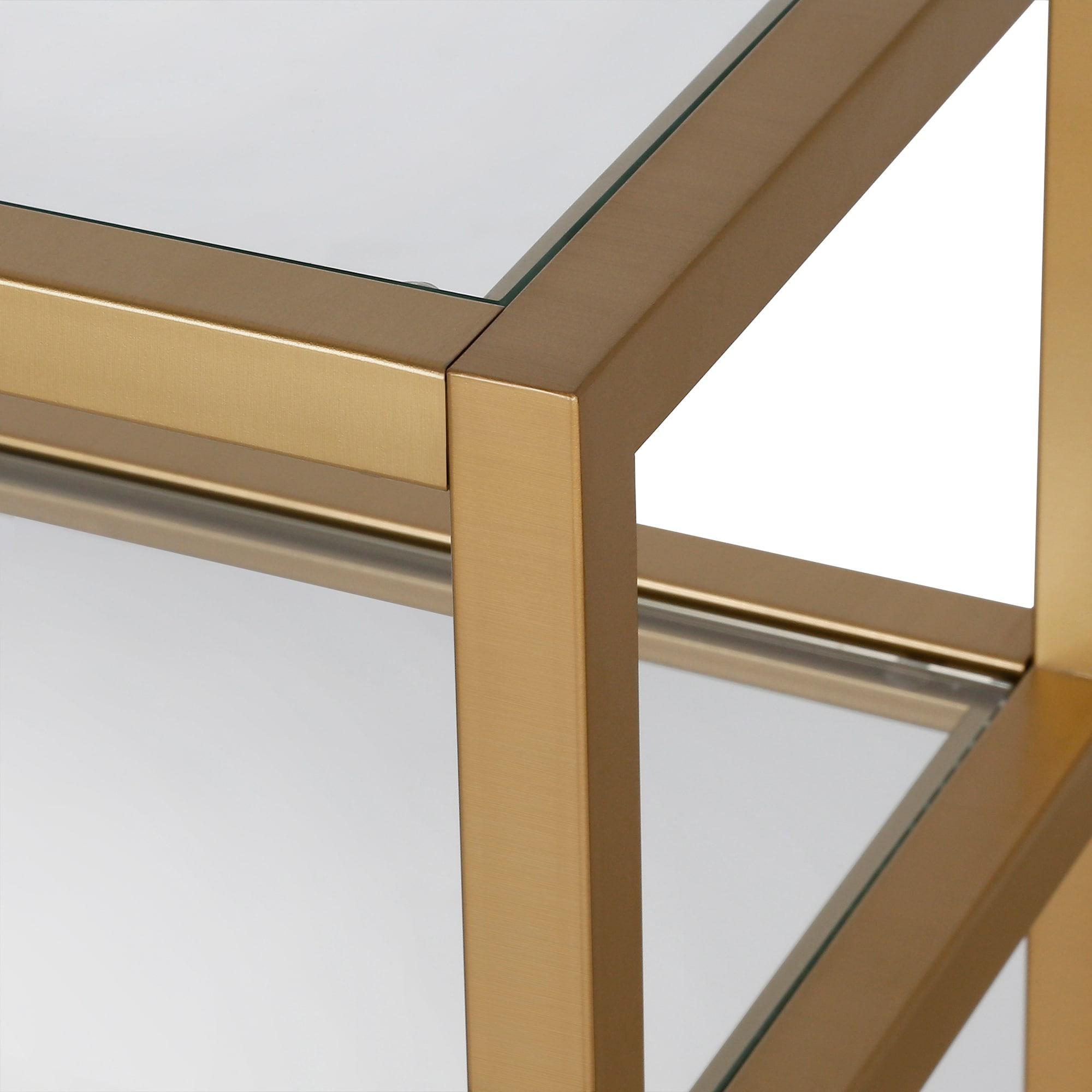 Evelyn&Zoe Sivil 55" Wide Rectangular Console Table, Brass