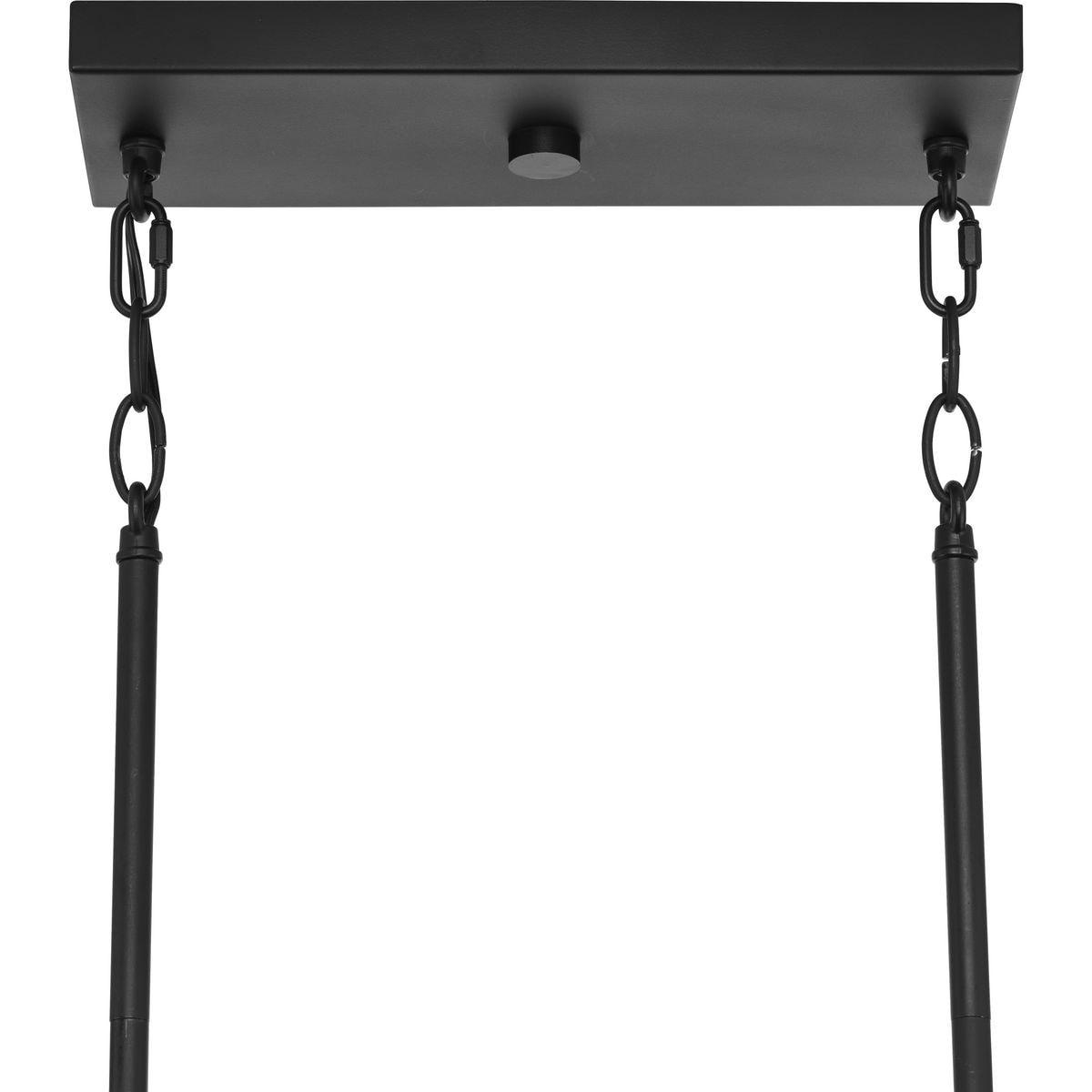 Progress Lighting Burgess Four-Light Island Light, Matte Black, Seeded Glass, Collection: Burgess, Material: Steel, Item Type: Island Light
