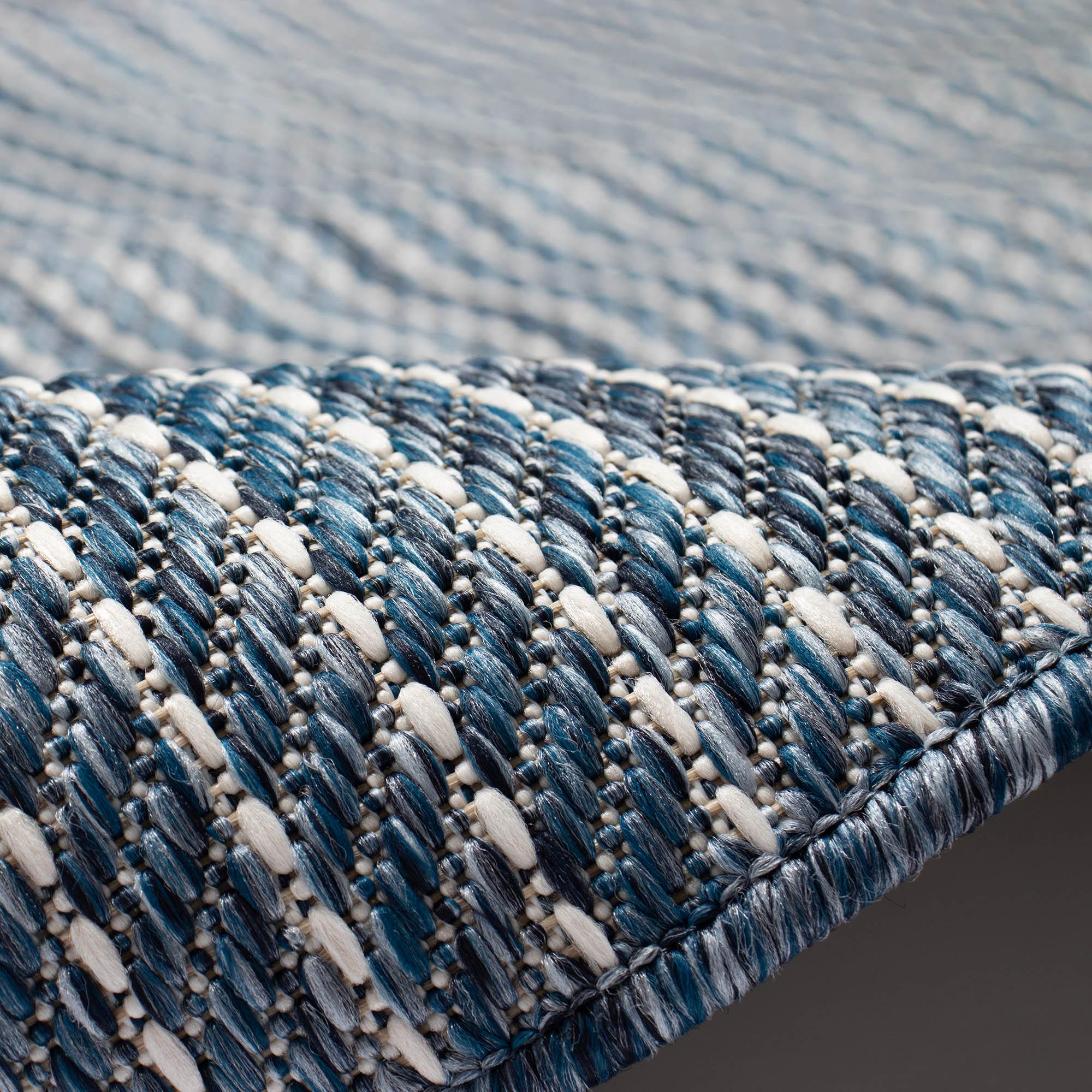 Liora Manne Carmel Texture Stripe Indoor/Outdoor Rug Navy 1'11" x 4'11"