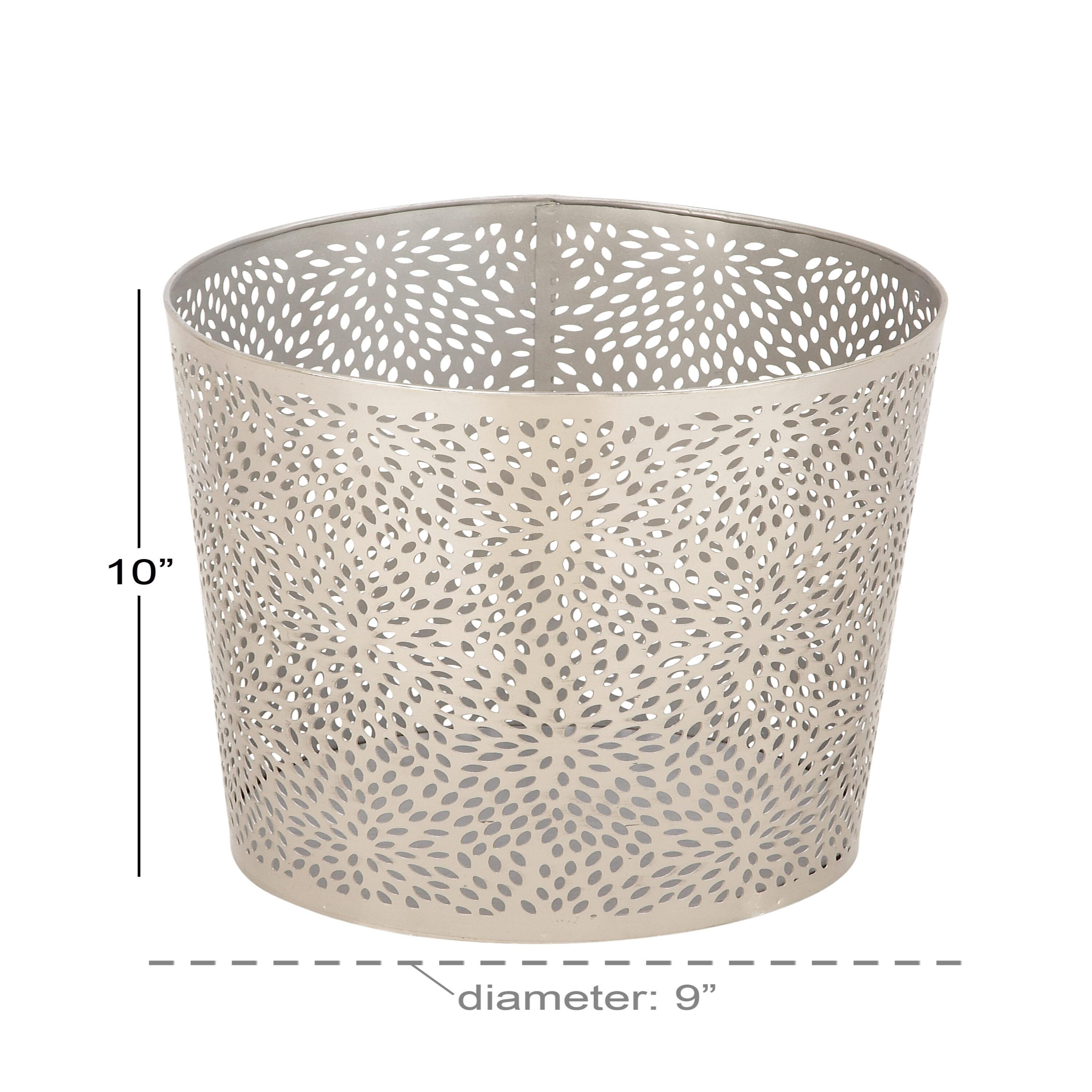 CosmoLiving by Cosmopolitan Modern Perforated Design Round Metal Waste Basket