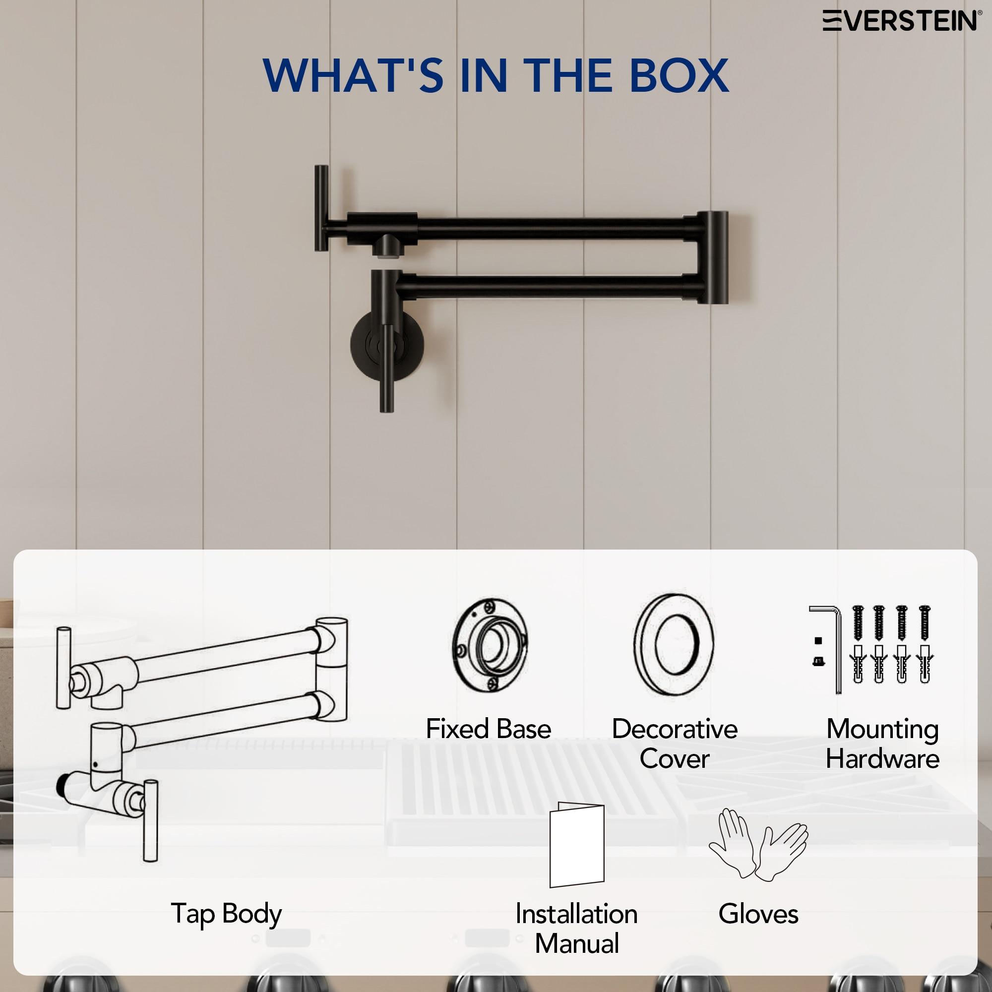Wall-Mount Pot Filler Faucet, Swing Arm Kitchen Pot Filler Faucet