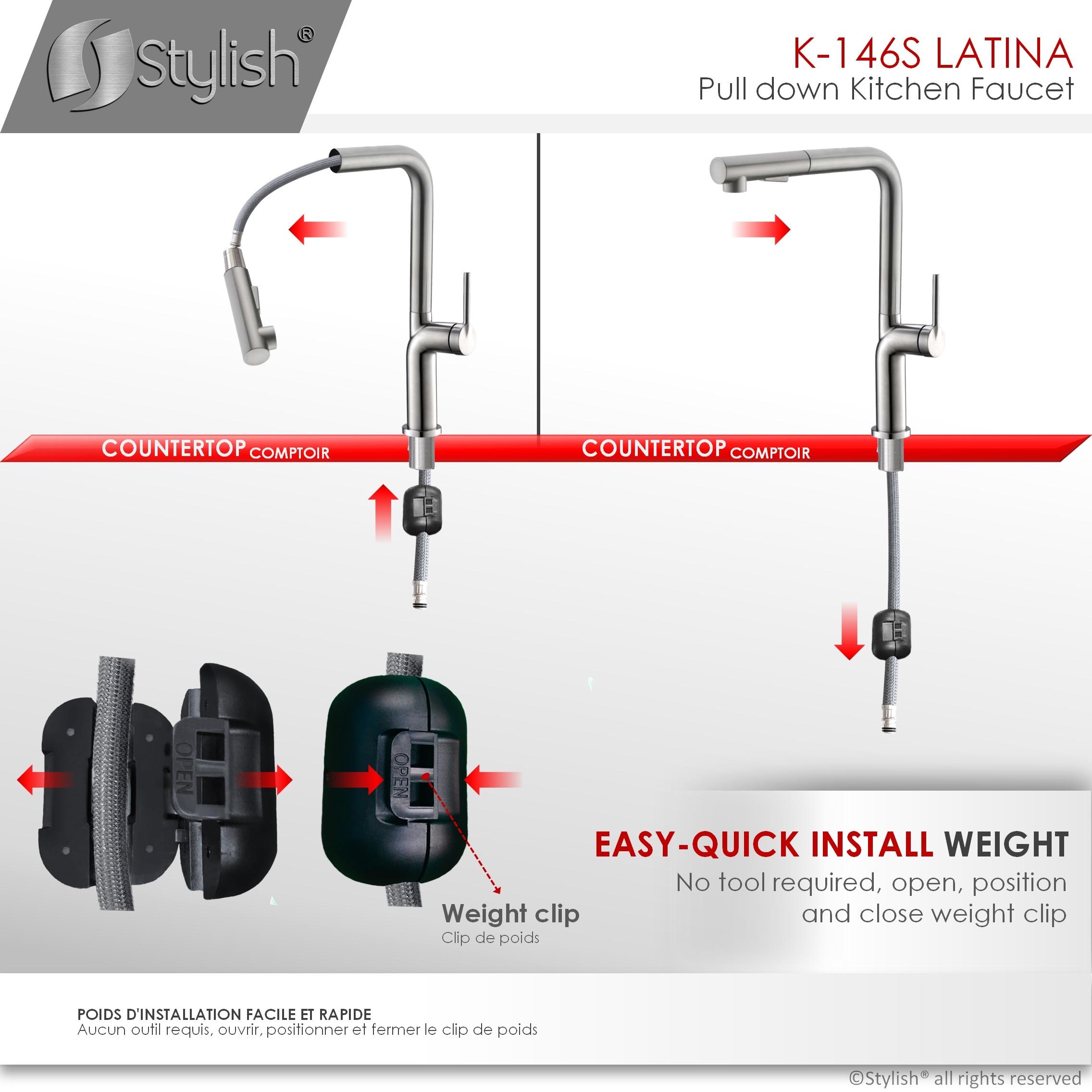 Modern Faucet Stylish Latina One-Handle Pull Down Kitchen Faucet