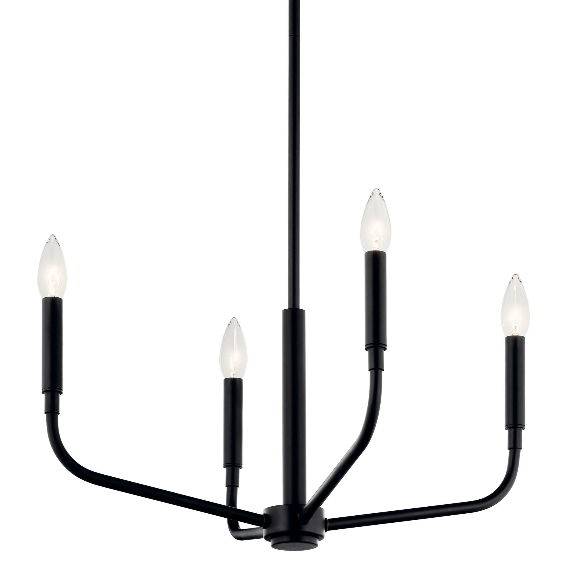 Black Mini 4-Light Candle Chandelier with Incandescent Bulbs