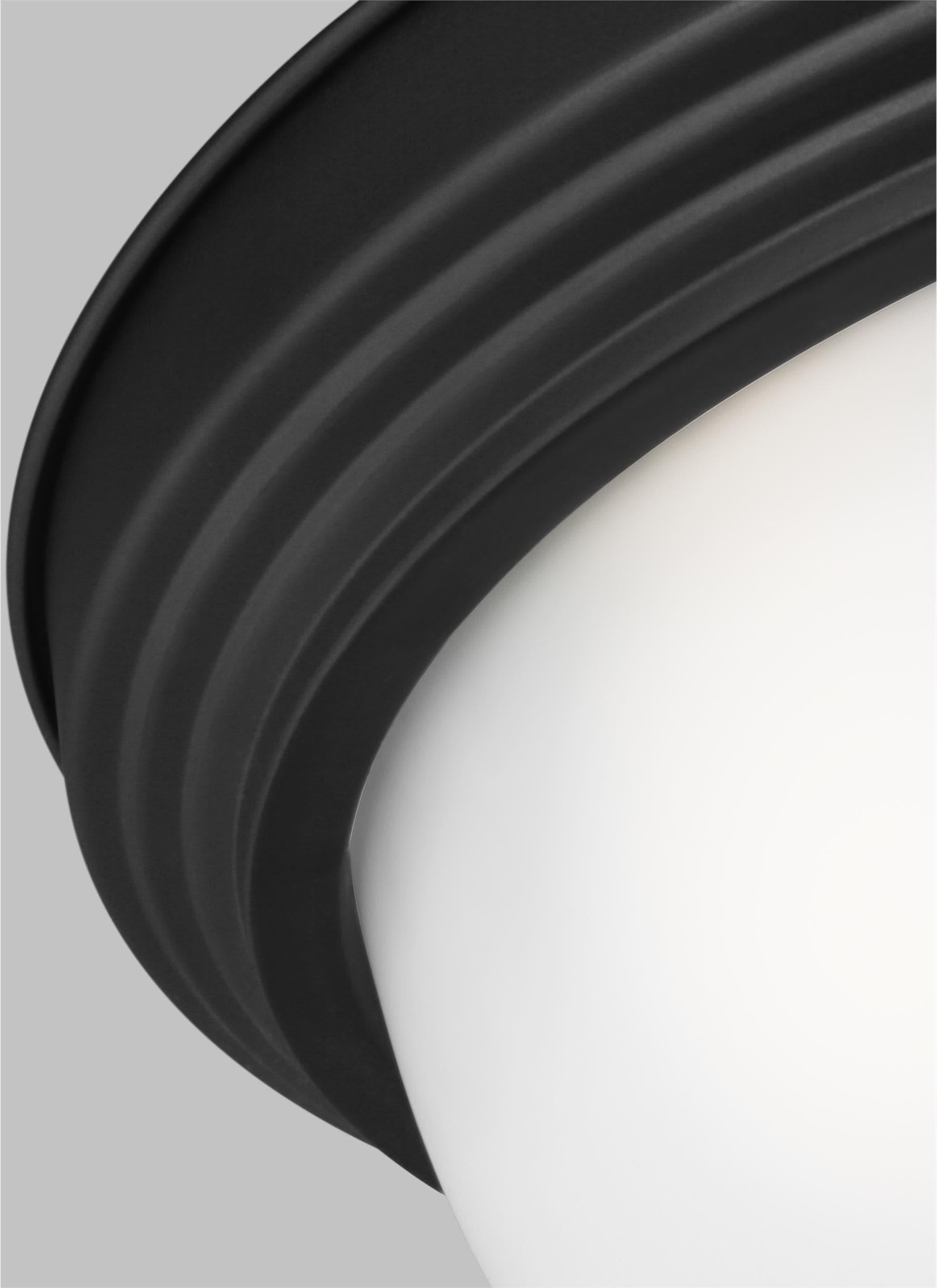Geary 14.5 in. 3-Light Midnight Matte Black Traditional Contemporary Ceiling Flush Mount with Satin Etched Glass