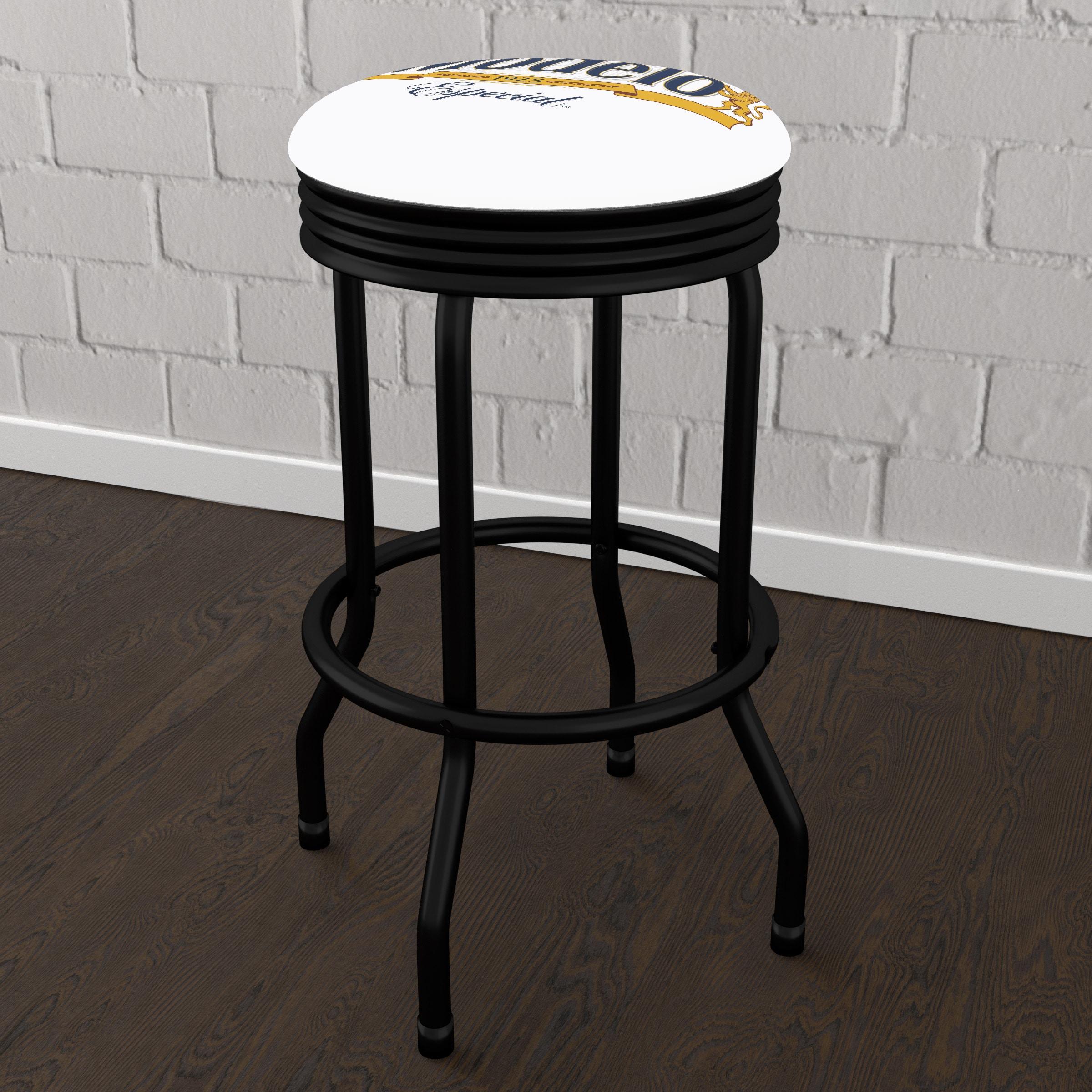 Trademark Global Modelo Swivel Upholstered Counter Stool with Metal Frame