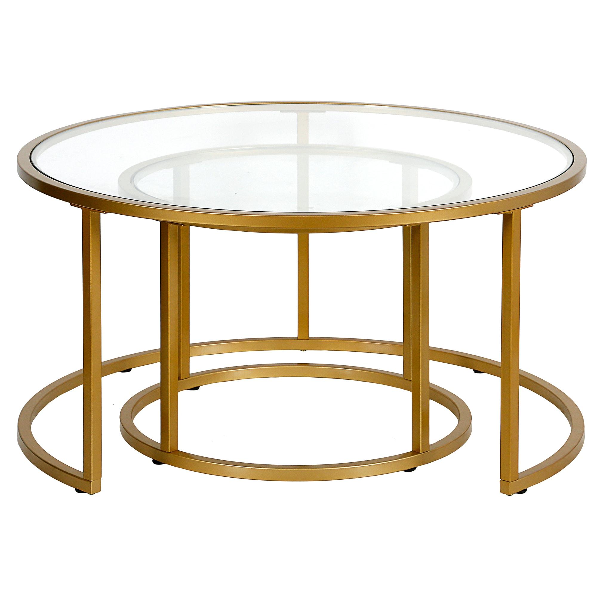 Evelyn&Zoe Watson Round Nested Coffee Table in Brass