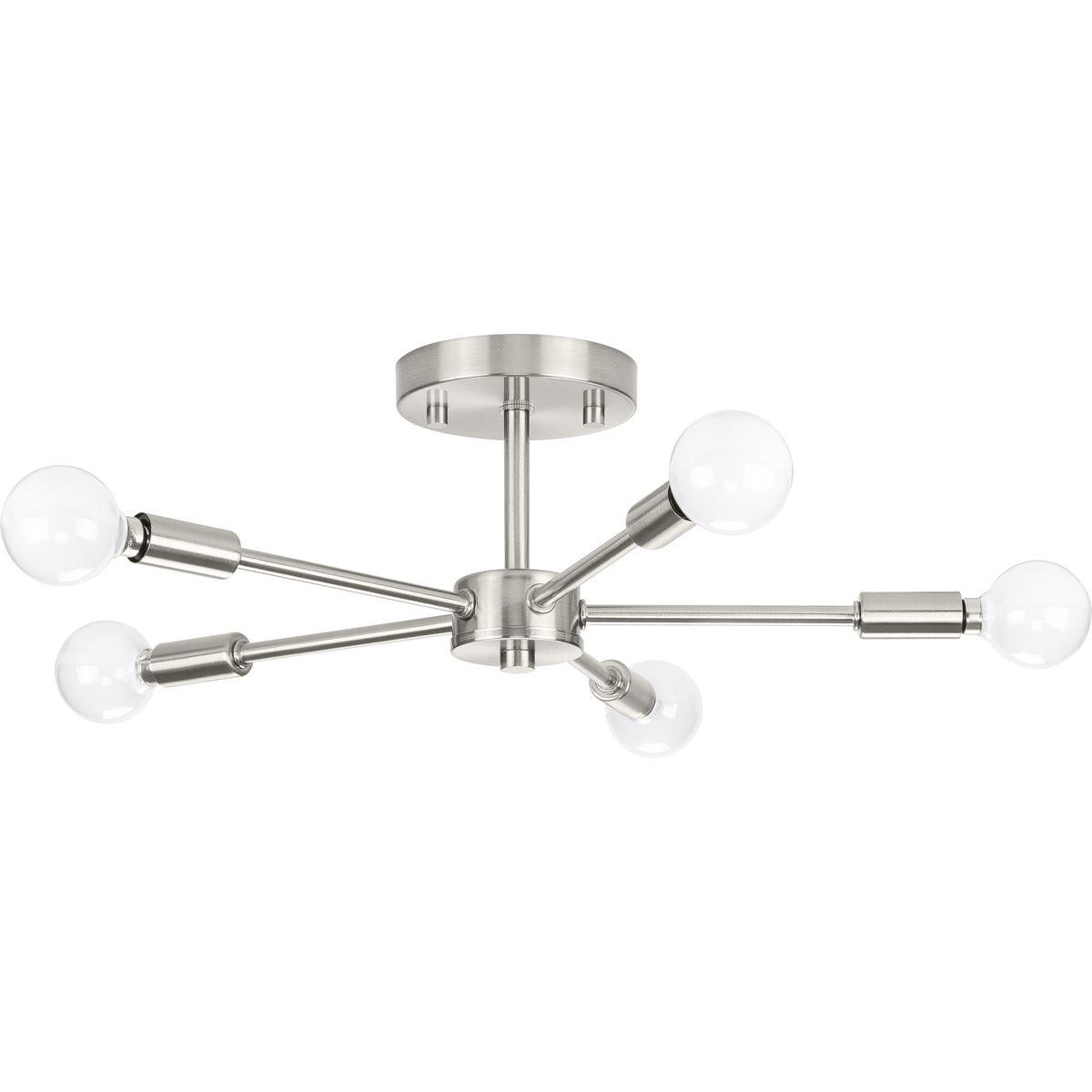 Progress Lighting, Delayne Collection, 5-Light Semi-Flush Mount, Brushed Nickel, No Shade