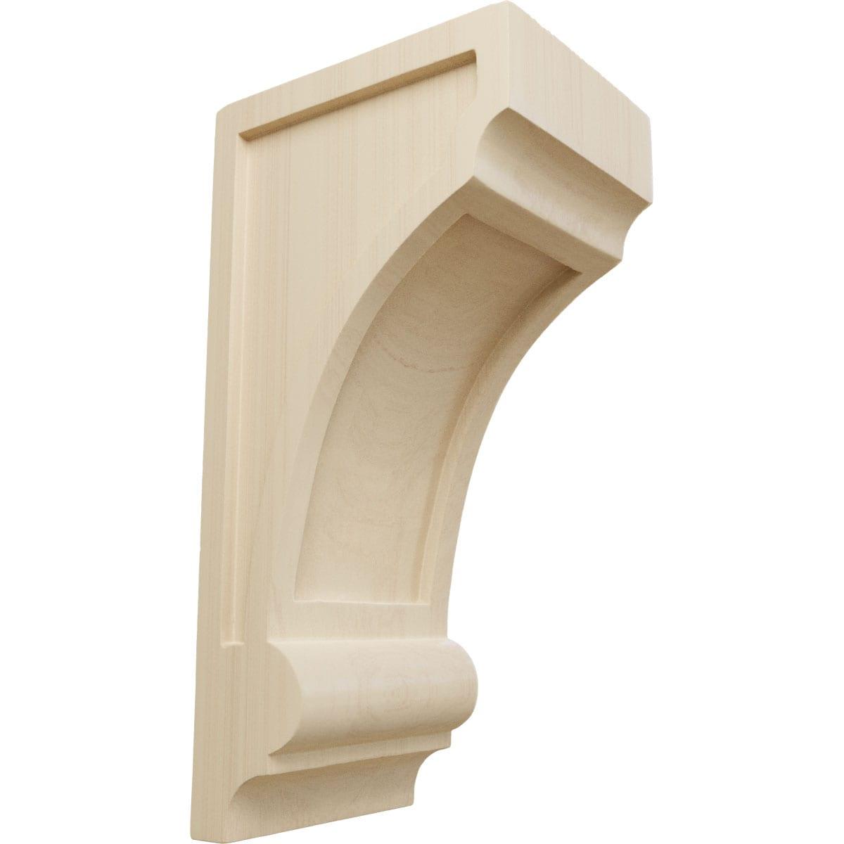 Natural Rubberwood Hand-Carved Decorative Corbel, 10" Height