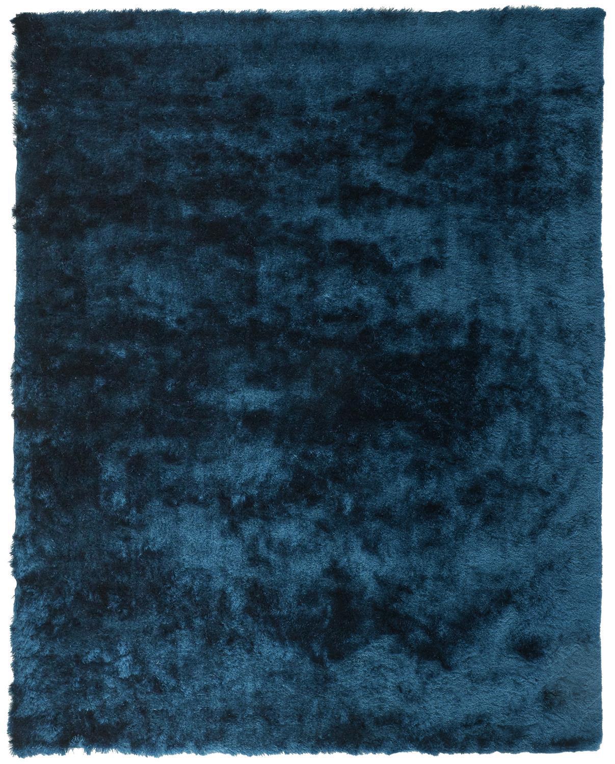 Freya Teal Shag 2'x3' Hand-Tufted Wool and Viscose Rug