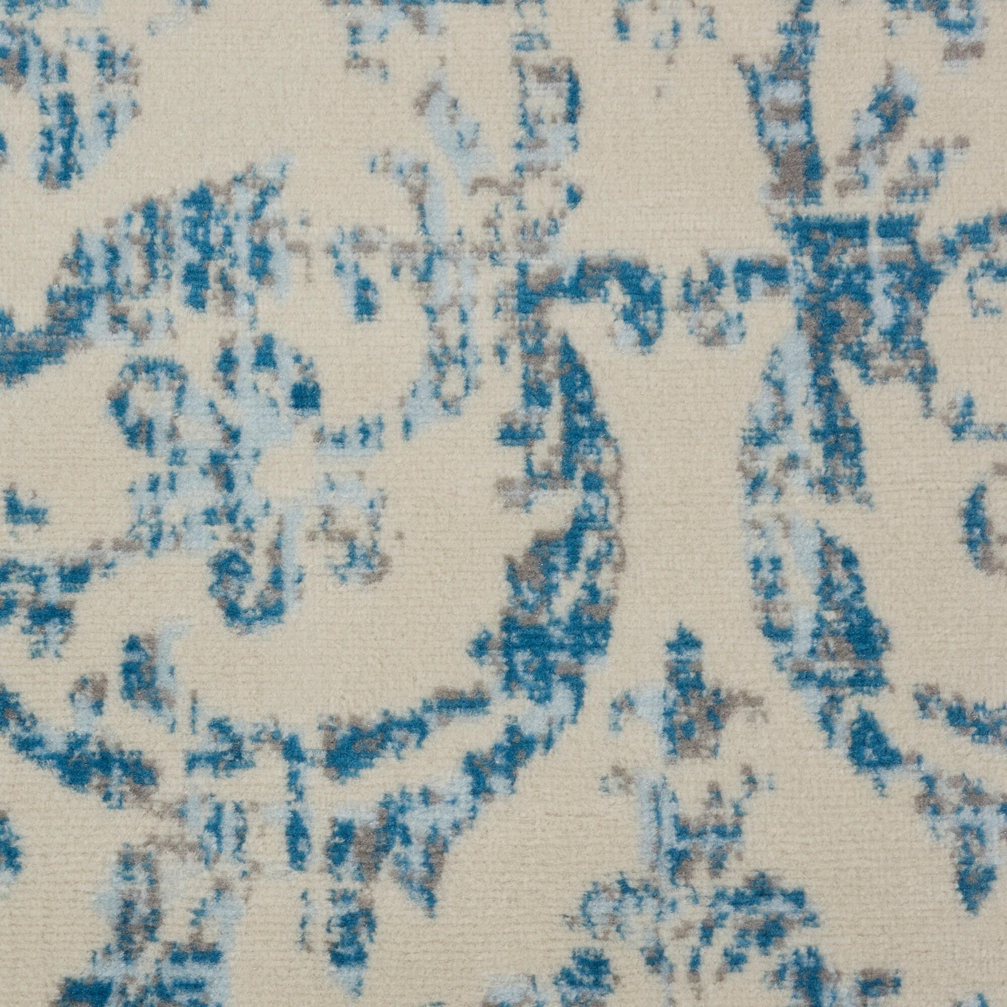 Jubilant JUB09 Area Rug Farmhouse Vintage Damask By Nourison Ivory Blue 7' x 10'