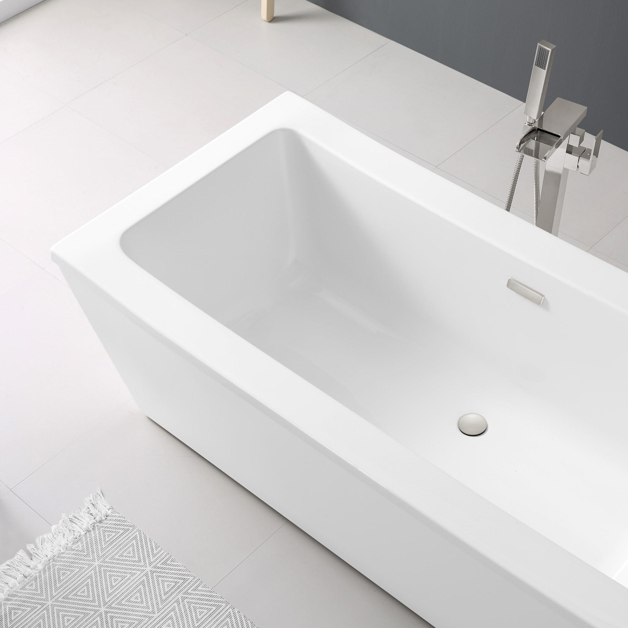 Terra 34.25'' x 70.08'' Freestanding Soaking Acrylic Bathtub with Faucet