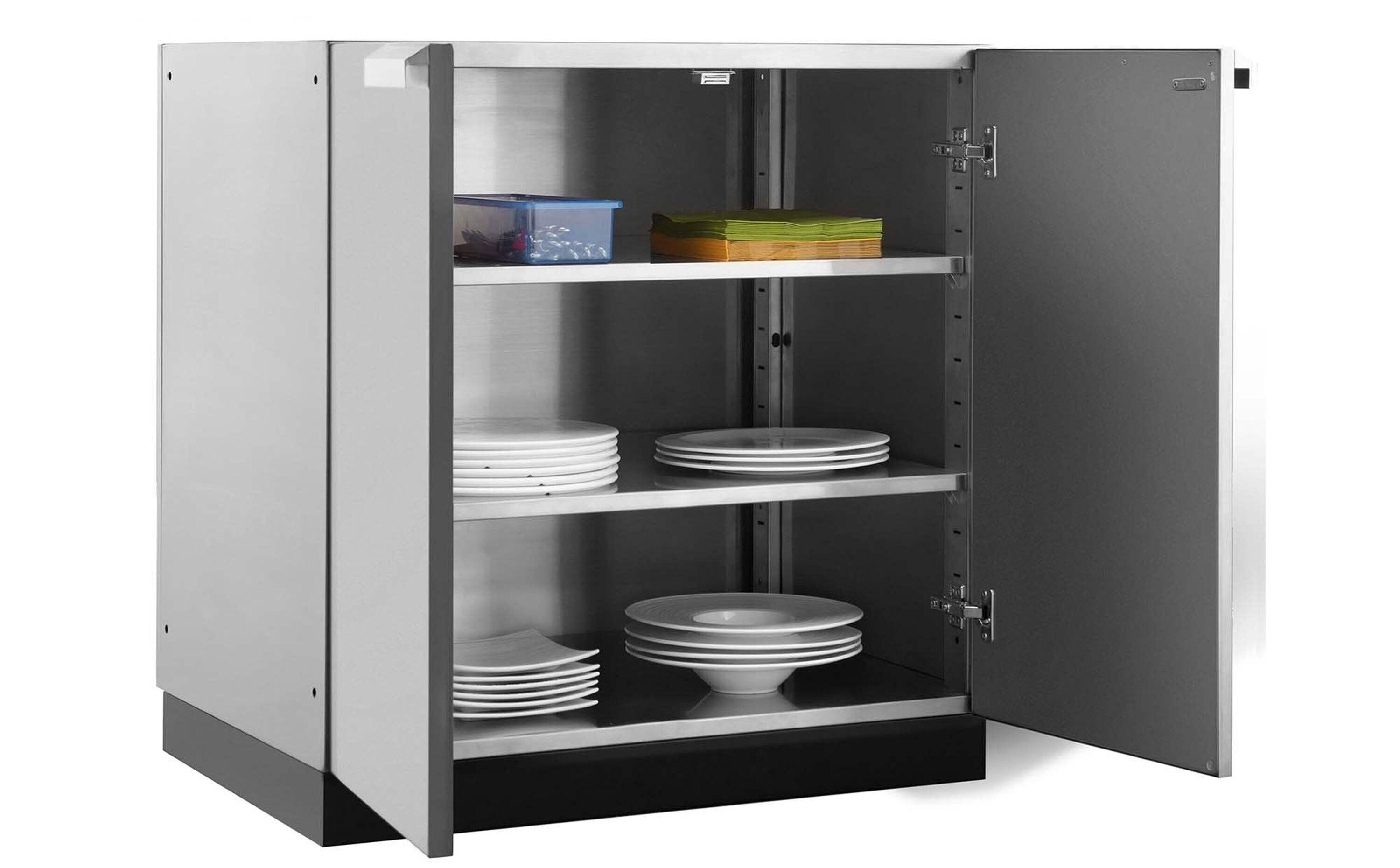 Outdoor Kitchen Stainless Steel 64" W x 24" D x 36.5" H 2-Piece Modular Cabinet Set