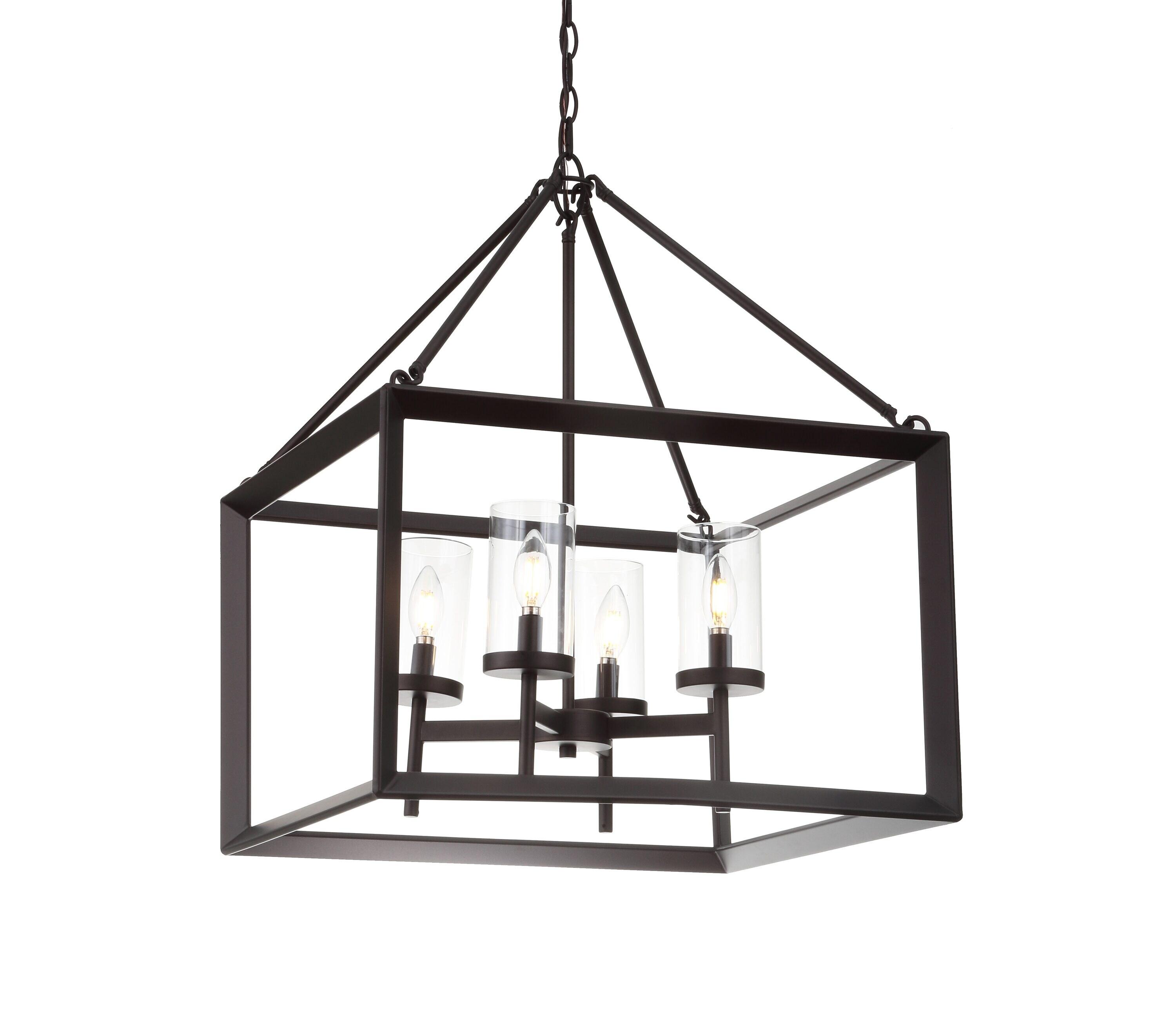 Anna 21" 4-light Metal/Glass LED Pendant, Oil Rubbed Bronze