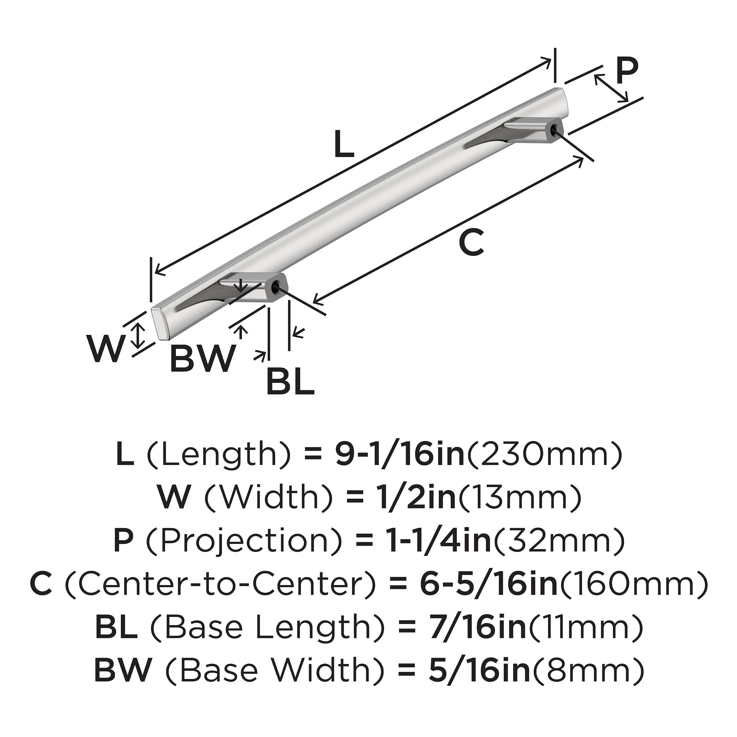 Amerock Cyprus 6-5/16 inch (160mm) Center-to-Center Polished Chrome Cabinet Pull