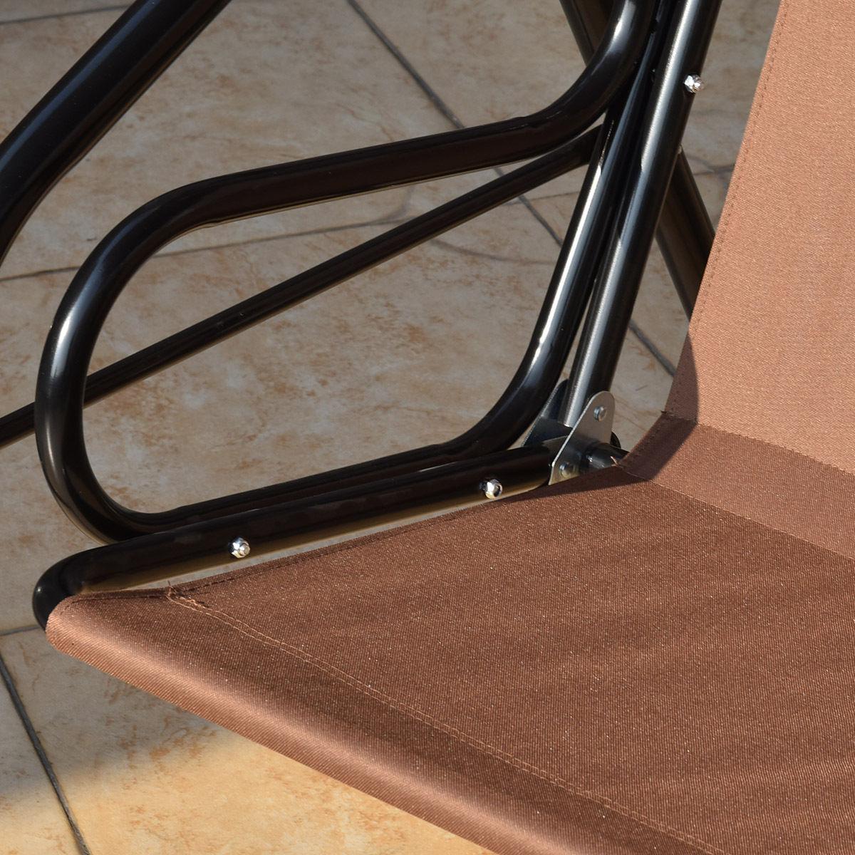 GVN 3 Seats Patio Canopy Swing-Brown, Porch Swing Hanging Bench, Outdoor Swing Bench for Patio, Yard, Garden