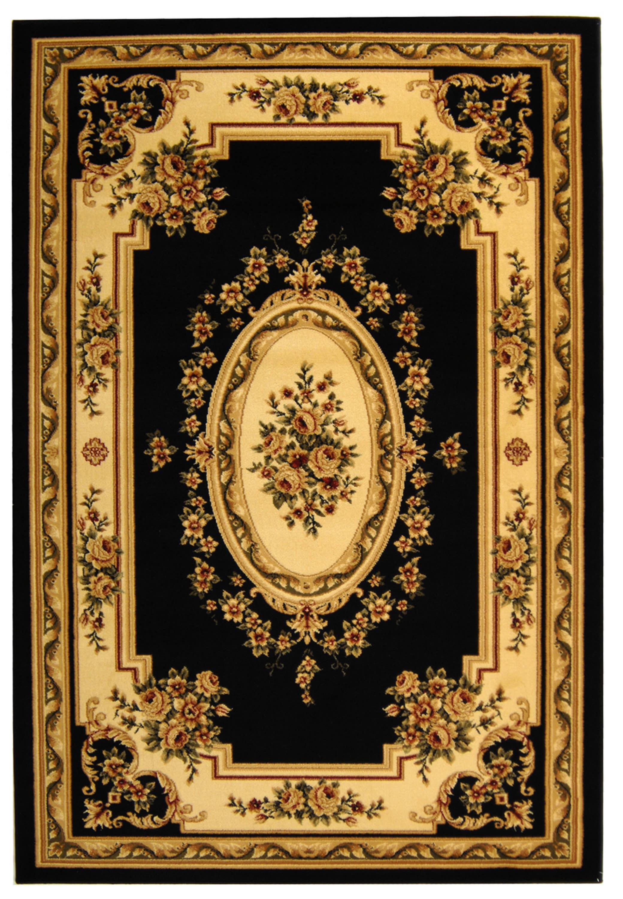 Lyndhurst LNH218 Power Loomed Area Rug - Black/Ivory - 5'3"x7'6" - Safavieh