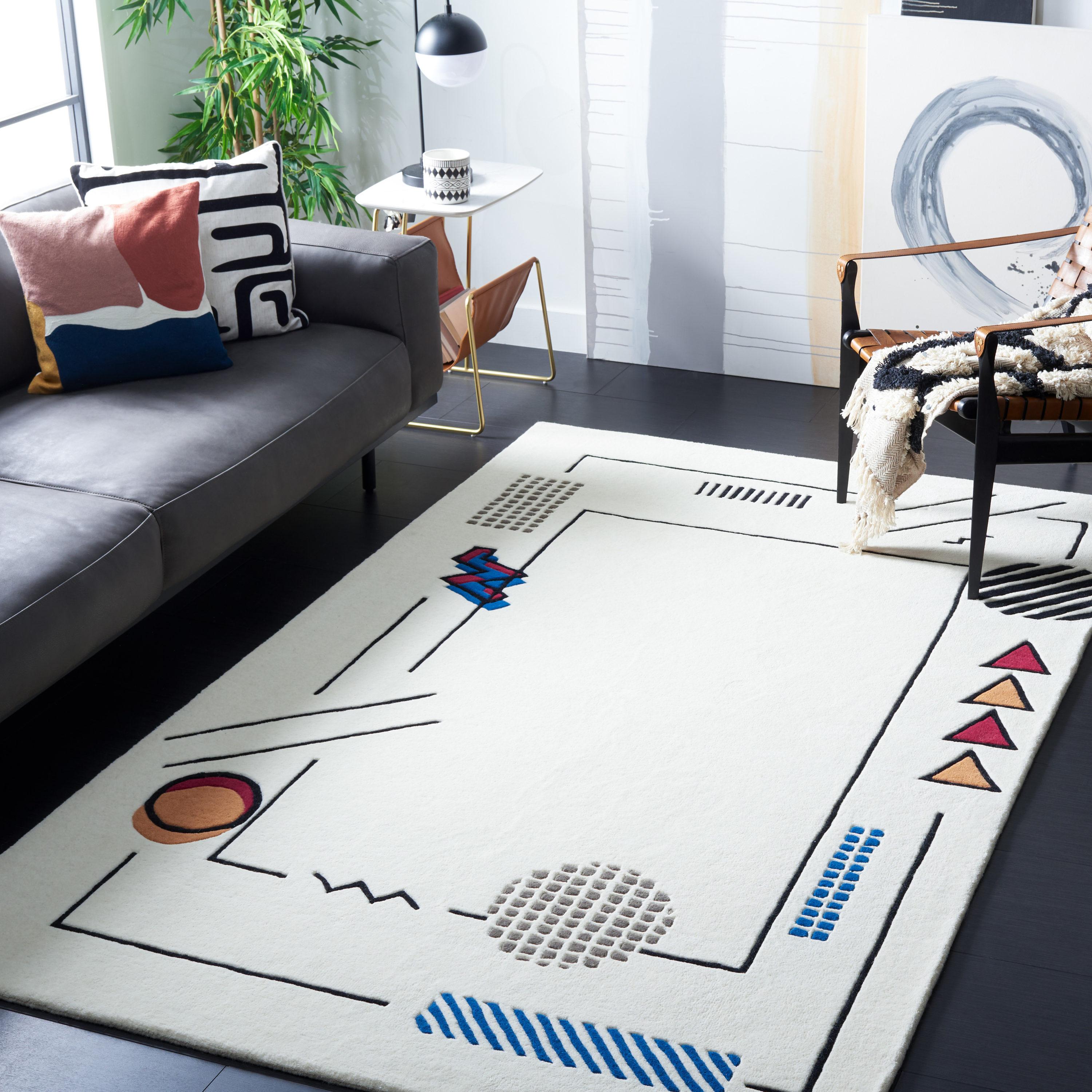 SAFAVIEH Fifth Avenue Cynthia Abstract Area Rug, Ivory/Blue, 6' x 6' Square