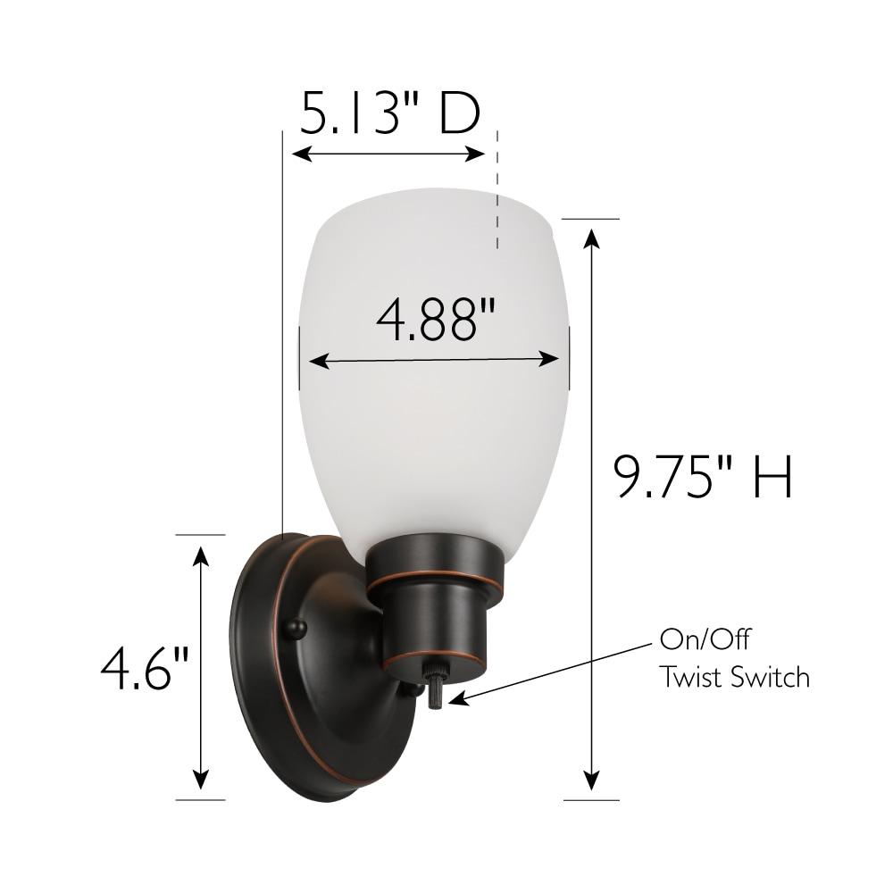 Design House 588814-Orb Lydia Transitional 1-Light Indoor Wall Light Dimmable with a White Frosted Glass Shade and Twist On/Off Switch for Hallway Foyer Bathroom, Oil Rubbed Bronze