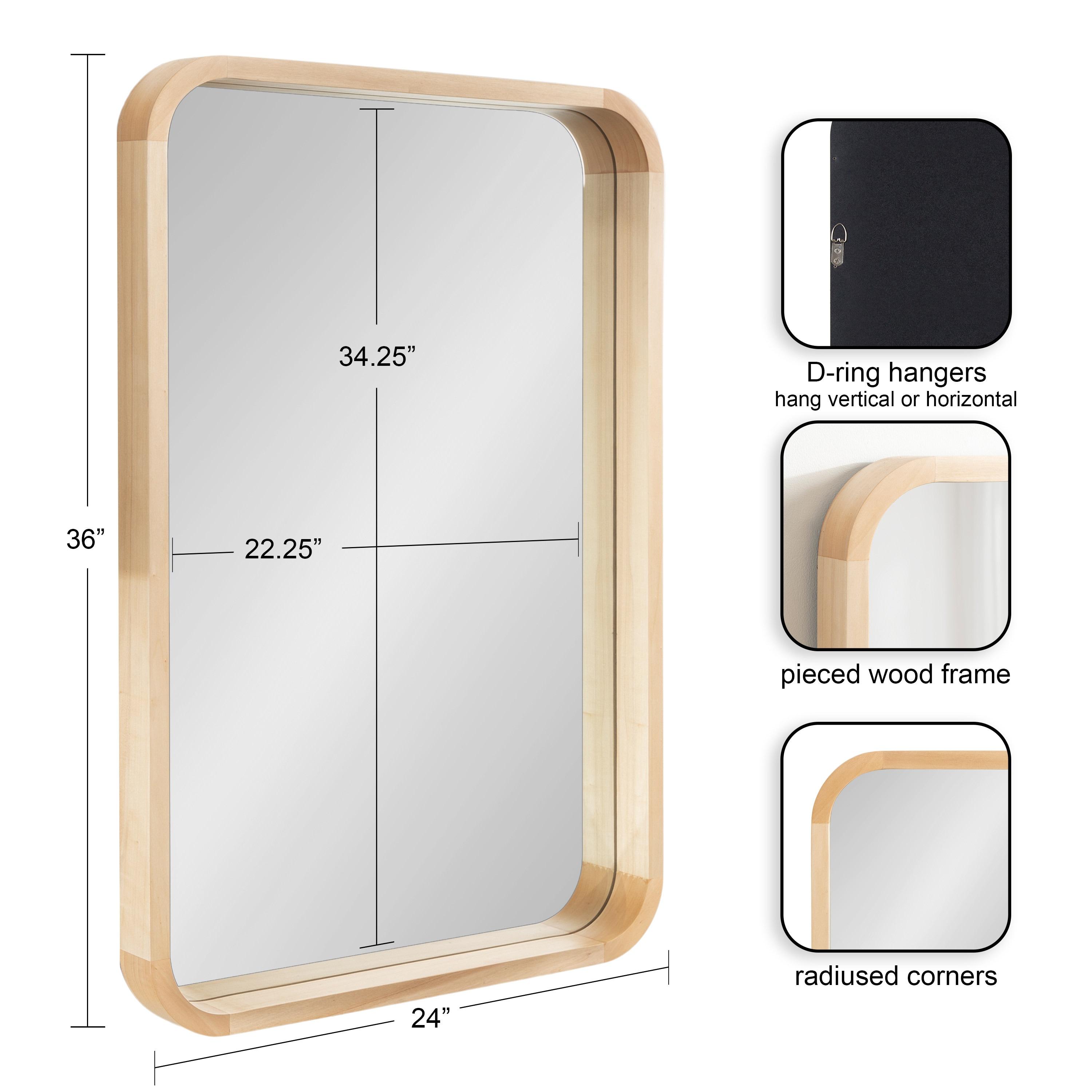 Kate & Laurel All Things Decor 24"x36" Hutton Wood Framed Radius Rectangle Mirror Natural