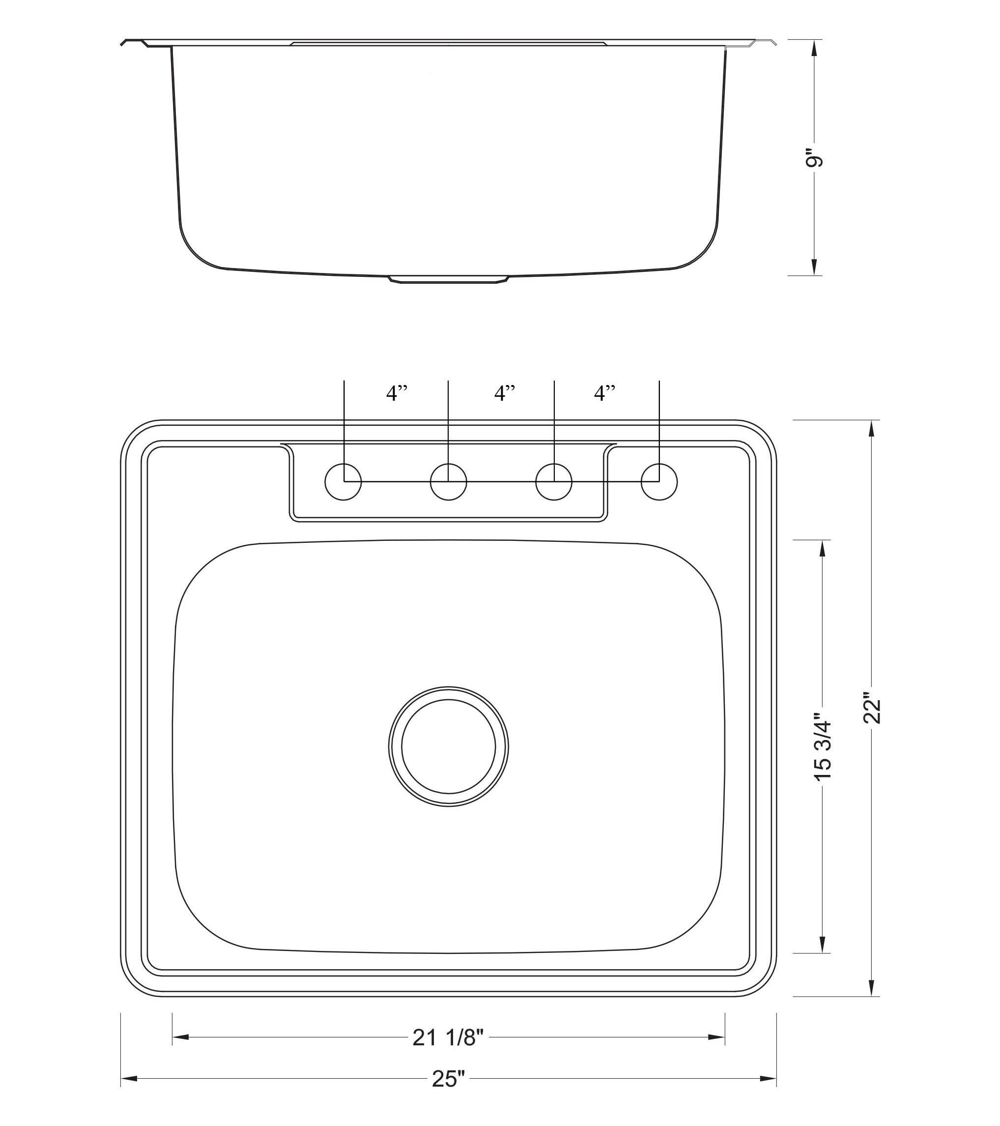 Brushed Stainless Steel Single Bowl Drop-In Kitchen Sink