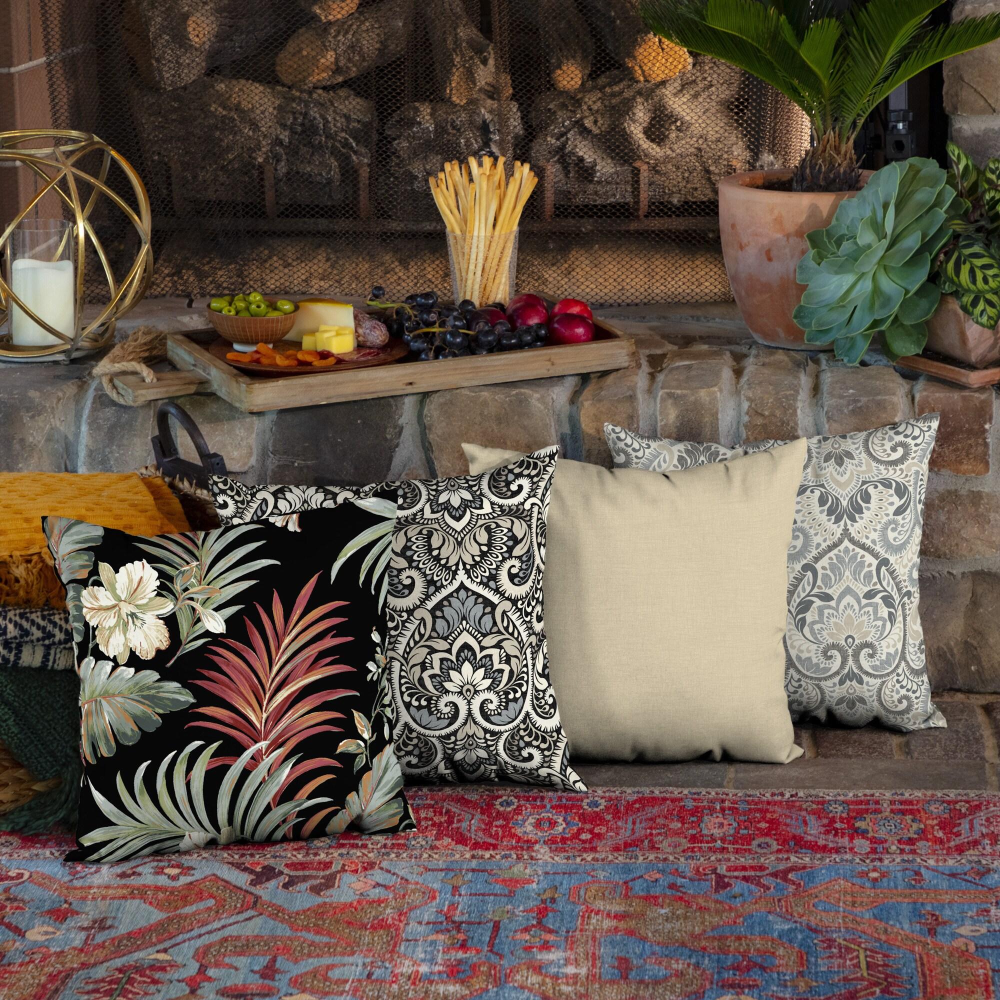 Arden Selections Essentials Outdoor Pillow 16 x 16, Simone Black Tropical